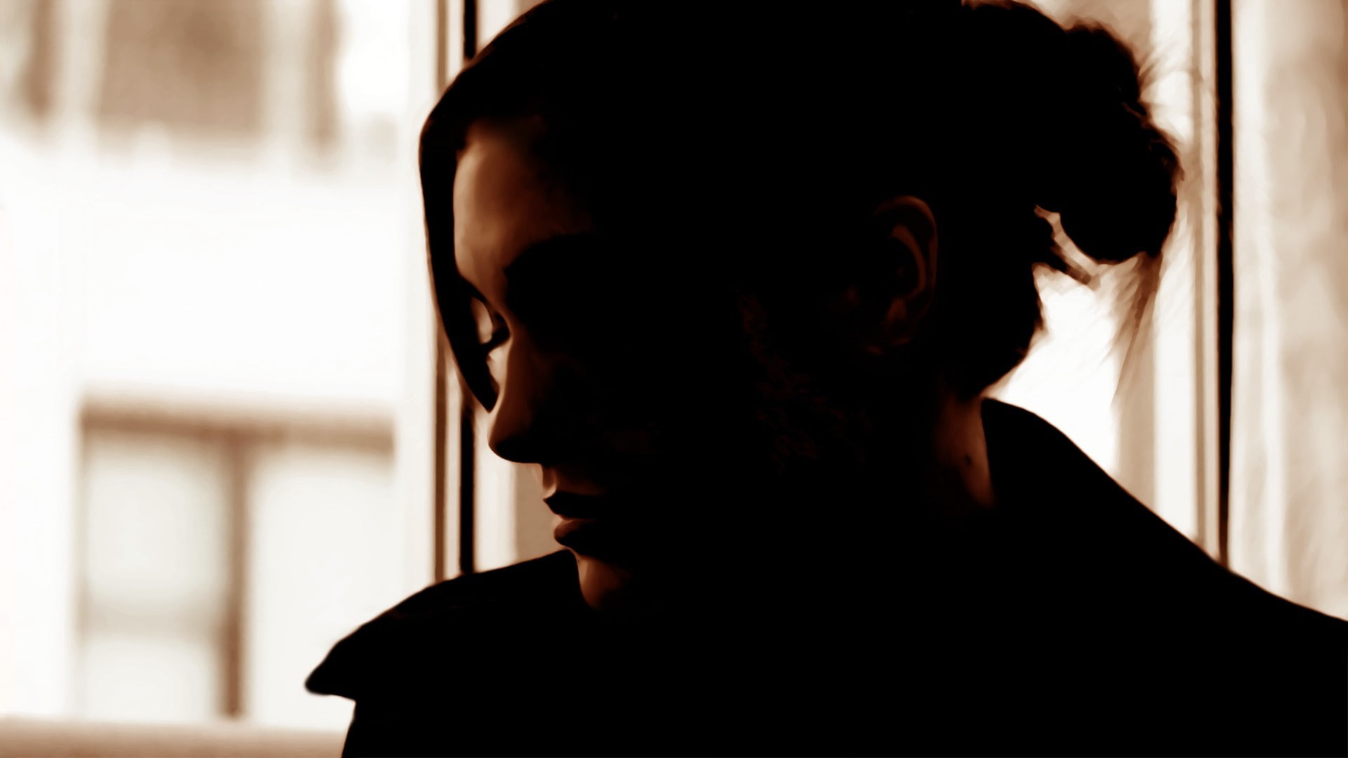 hair bun, contemplation, profile, indoors, young women, back lit, window, silhouette, close-up, dark, women, one person, adult, hairstyle, side view, focus on foreground, HD Wallpaper