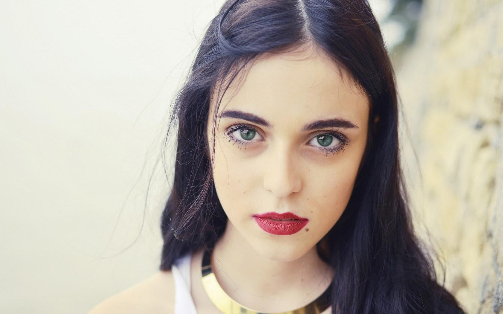 brunette, green, green-eyed, eyed, 720P, HD Wallpaper