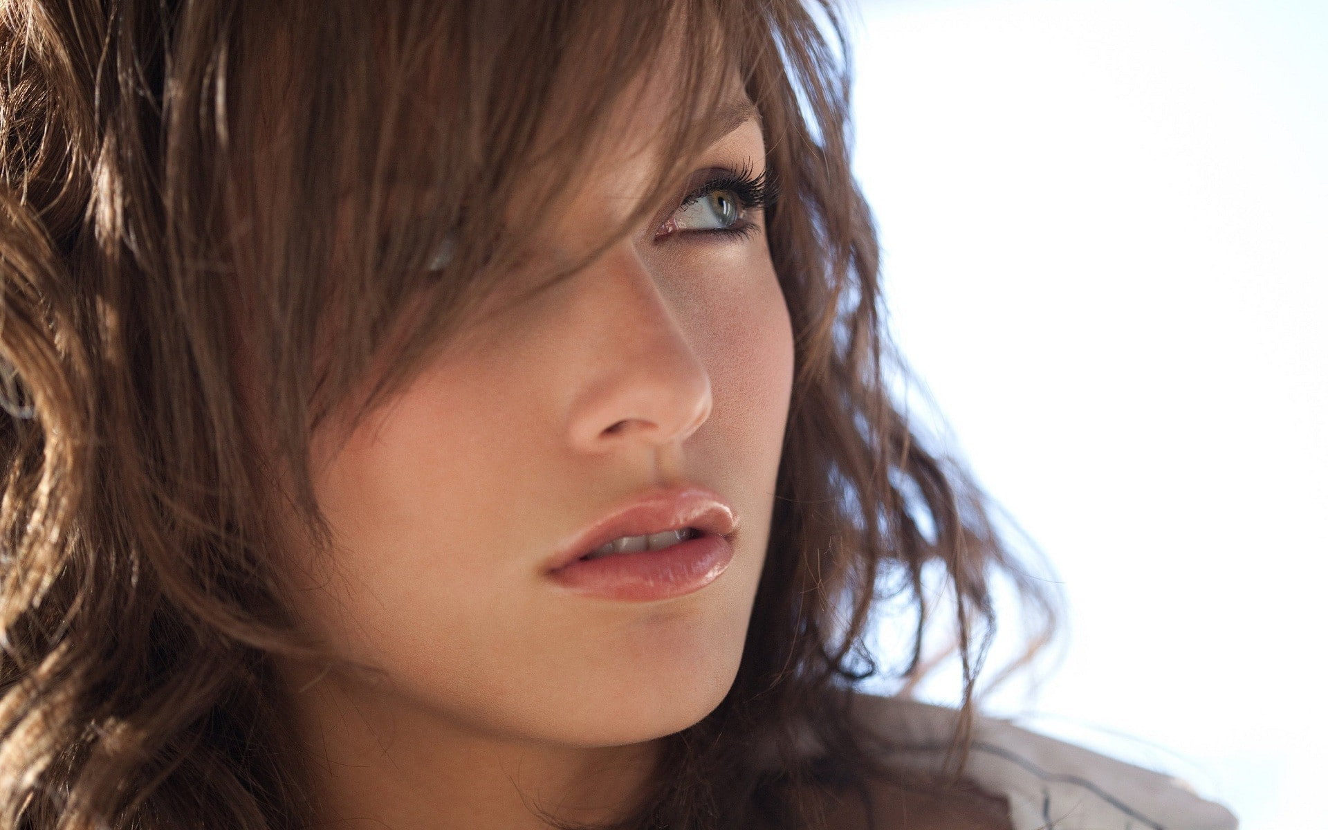 model, face, women, 1080P, brunette, green eyes, Malena Morgan, juicy lips, HD Wallpaper