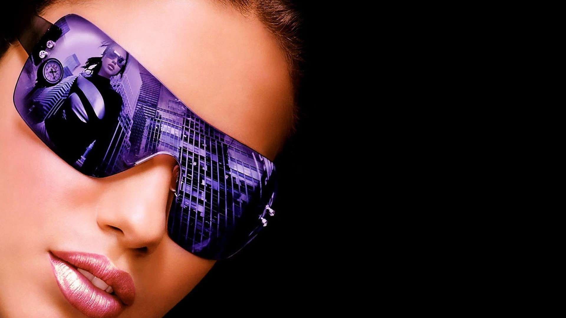 hd, 1080P, reflection, lips, adriana, sunglasses, lima, brunette, purple, adriana lima, lipgloss, purple sunglasses, HD Wallpaper