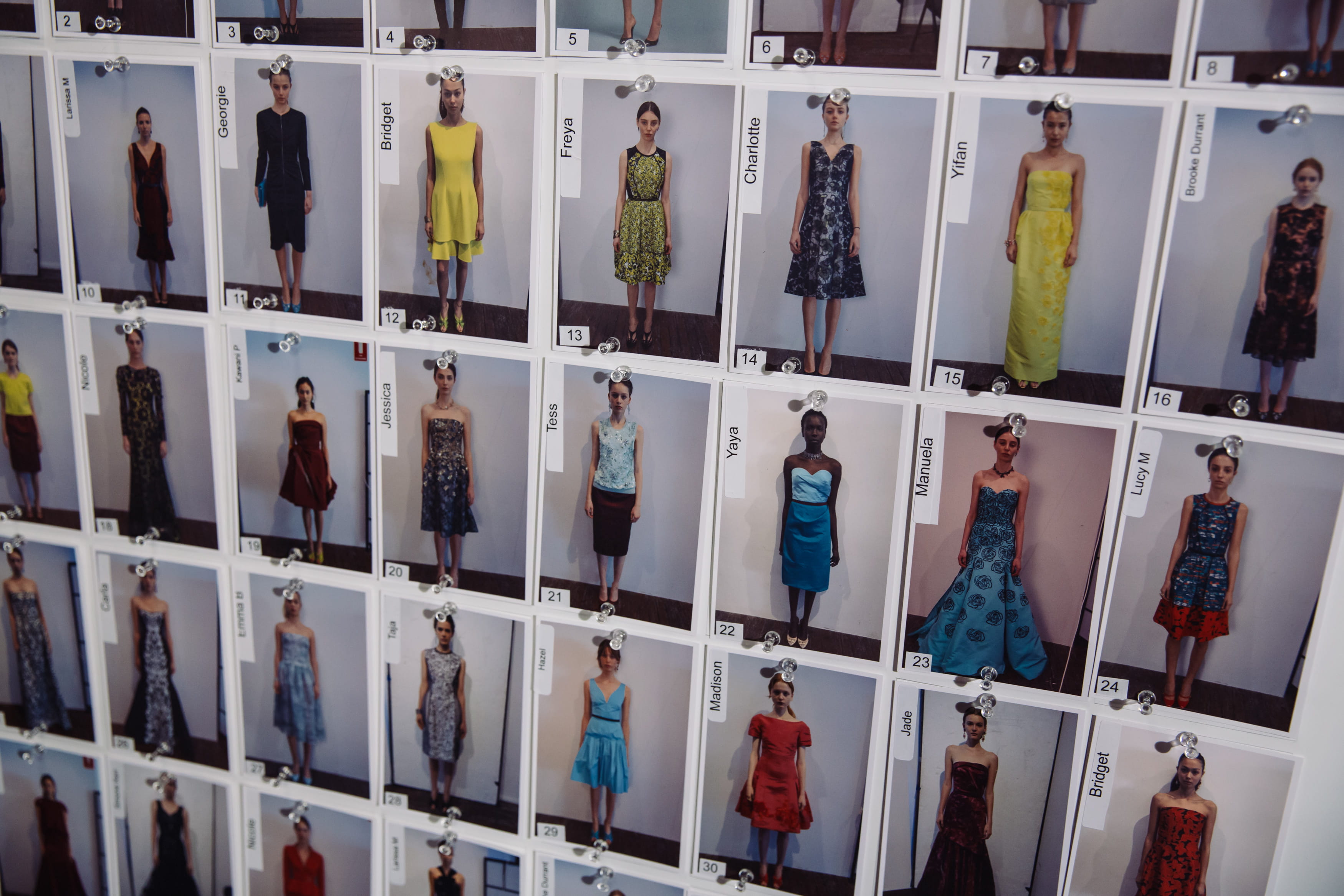 models, full frame, human representation, styling, hanging, polaroids, large group of objects, side by side, stylist, choice, indoors, arrangement, behind the scenes, HD Wallpaper