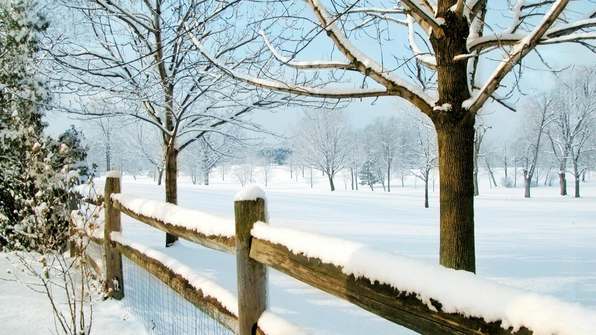 countryscene, fence, 3d and abstract, snow, er, o, countryside, winter, trees, glisten, 1080P, HD Wallpaper