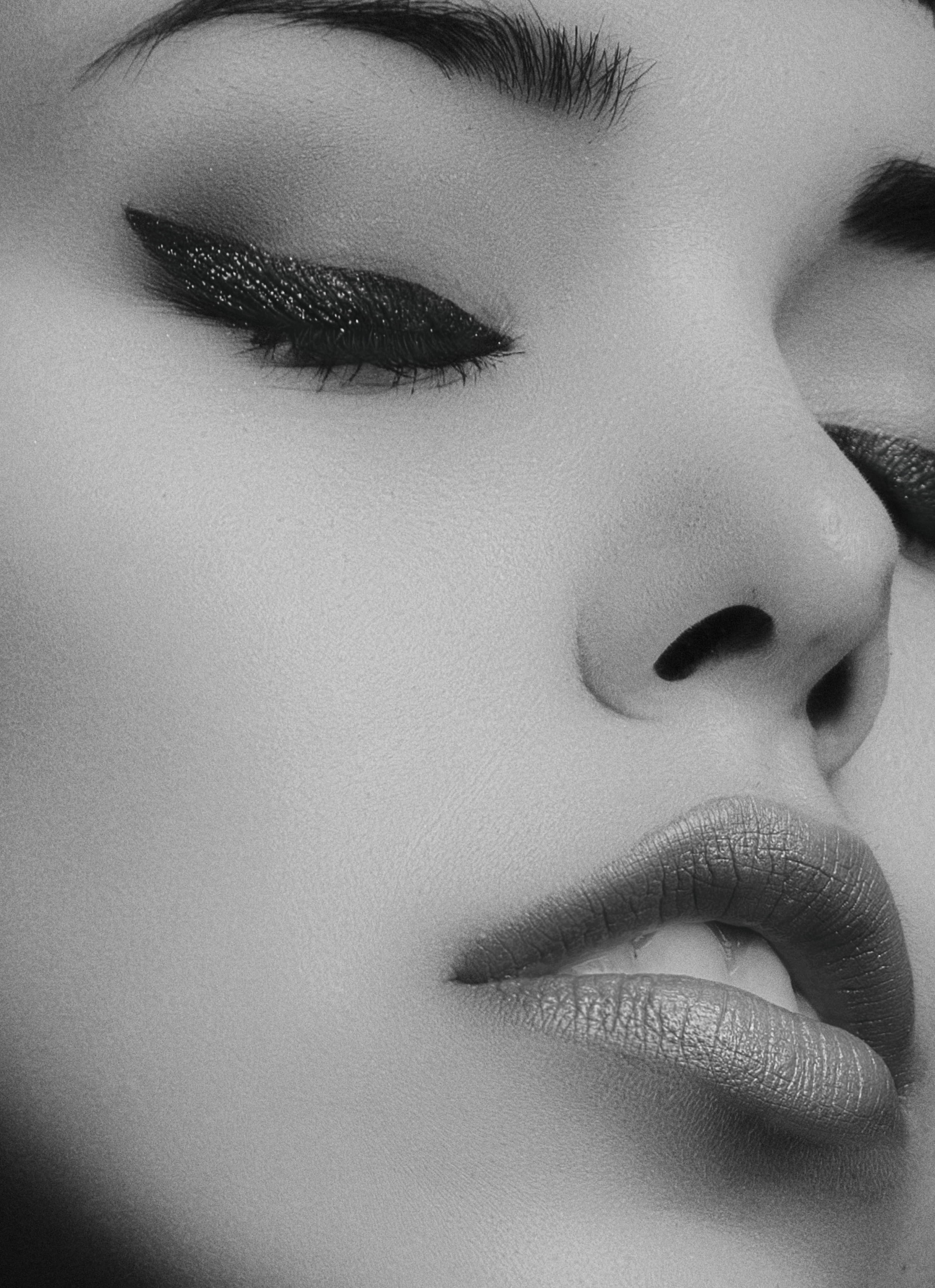 eyes closed, eyelashes, human face, girl, nose, glamour, fashion, human body part, model, human lips, adult, face, attractive, close-up, beauty, pretty, Phone HD Wallpaper