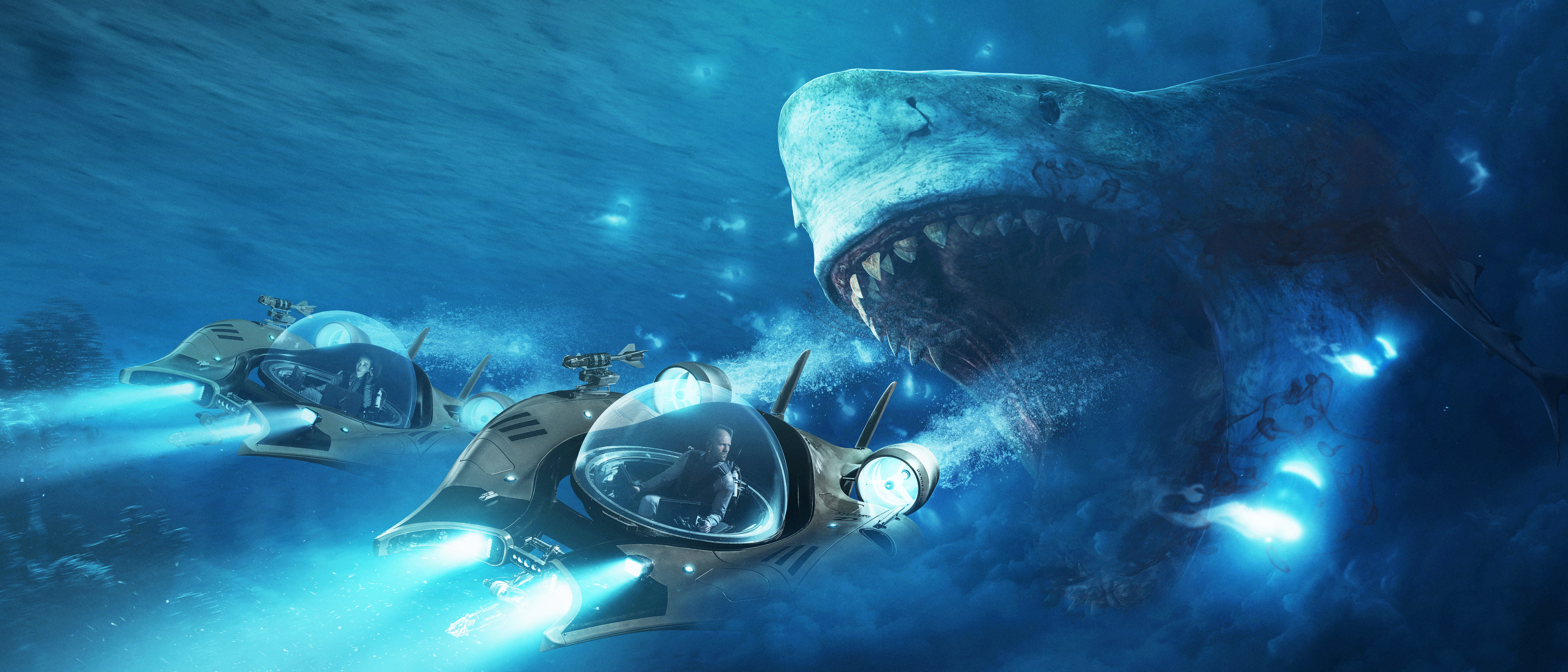 sport, The Meg, outdoors, people, sea life, 5K, undersea, swimming, underwater diving, fish, aquatic sport, adventure, underwater, Sci-Fi, sea, water, animal wildlife, HD Wallpaper