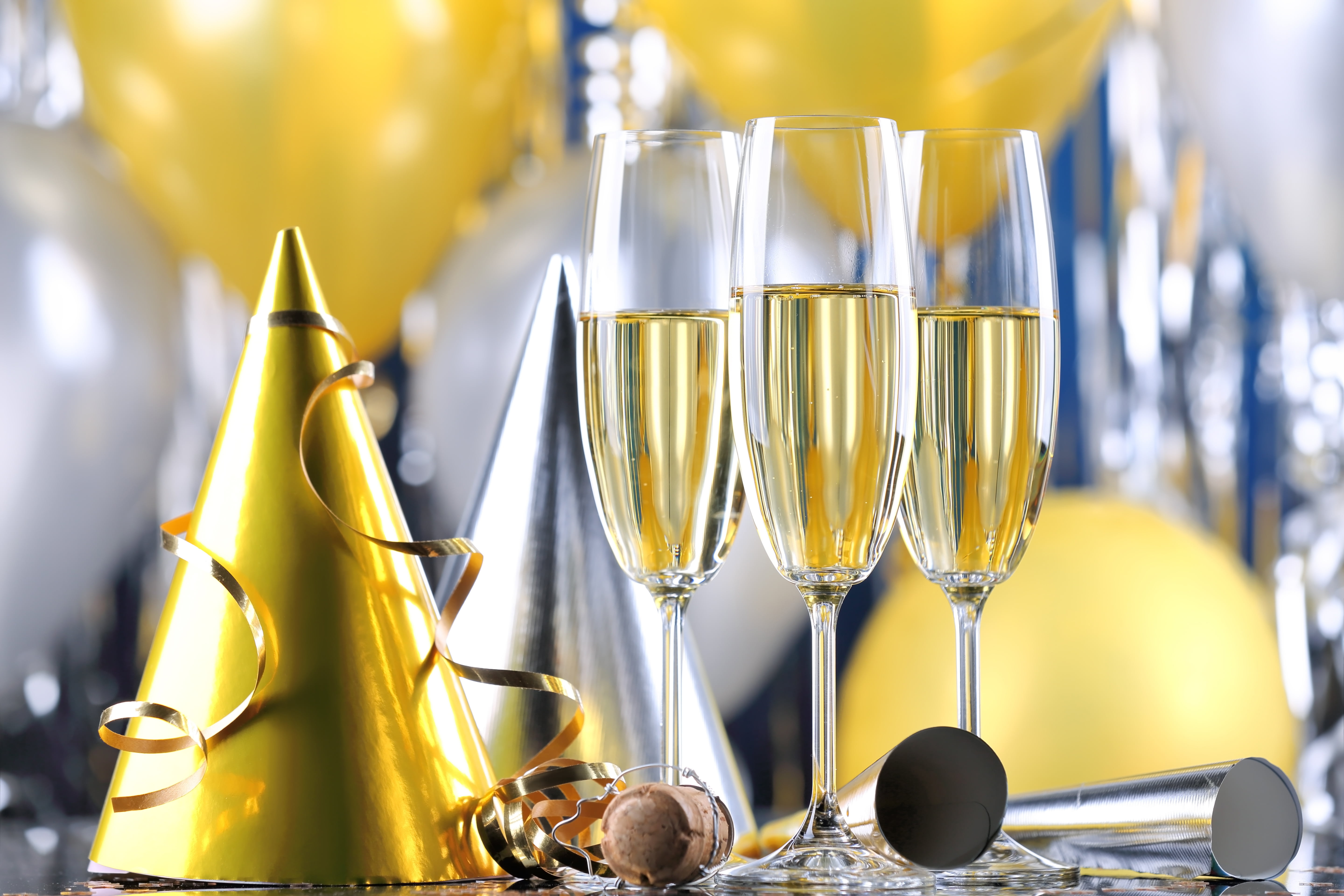 5K, still life, gold colored, refreshment, wineglass, cocktail, Happy, three, indoors, food and drink, close-up, yellow, glass, drink, celebration, luxury, HD Wallpaper