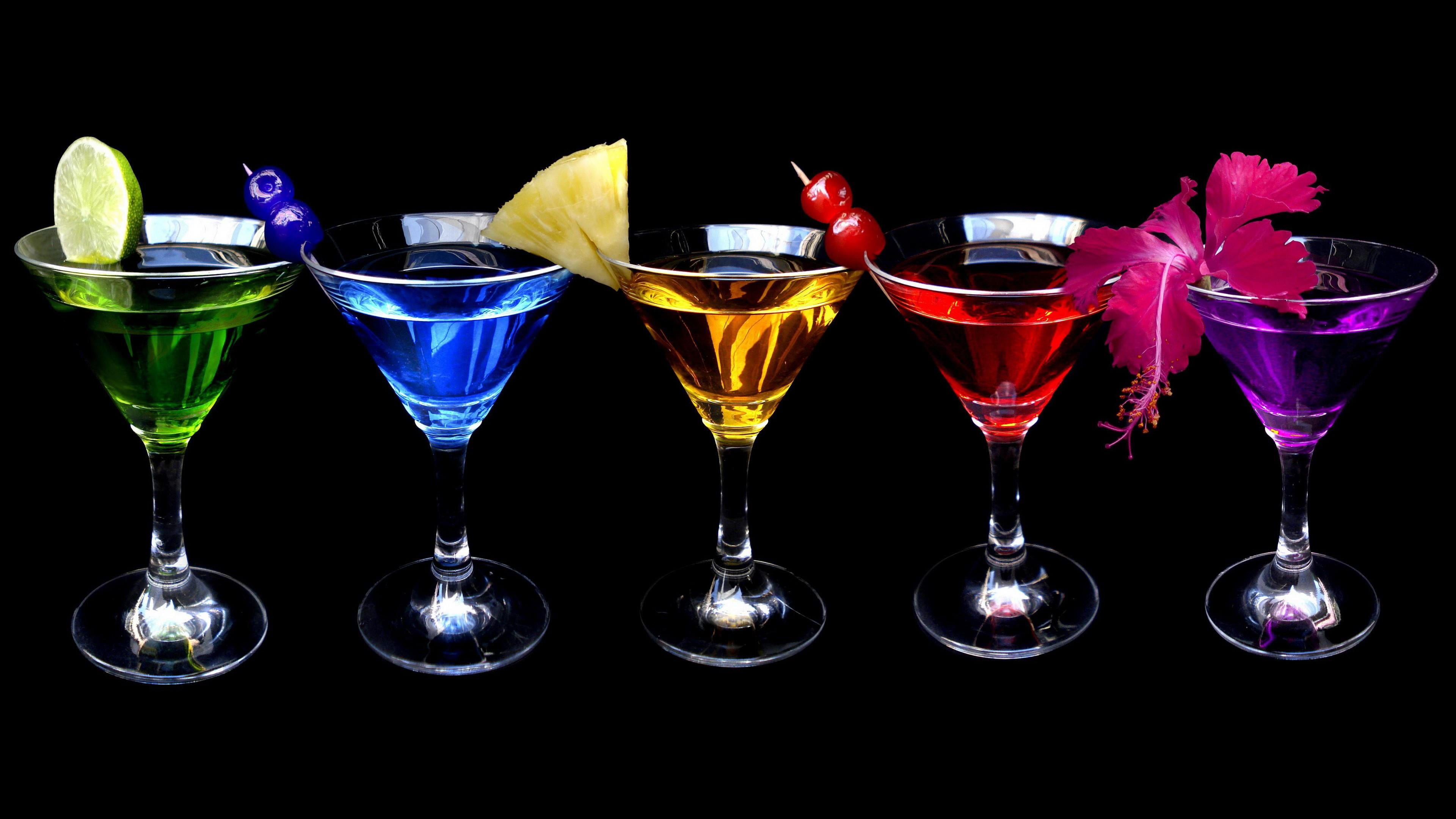 still life, variation, side by side, drink, cocktail, no people, black background, transparent, studio shot, indoors, multi colored, household equipment, HD Wallpaper