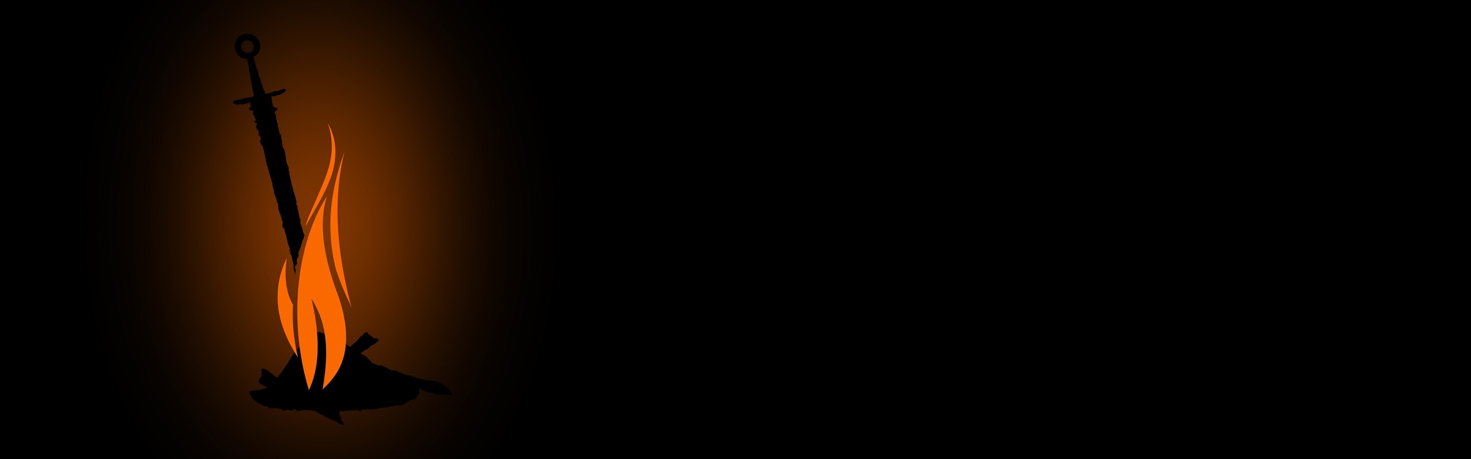 Dual Monitors, sword, Dark Souls, Simple Background, Multiple Display, video games, fire, minimalism, 5K, HD Wallpaper