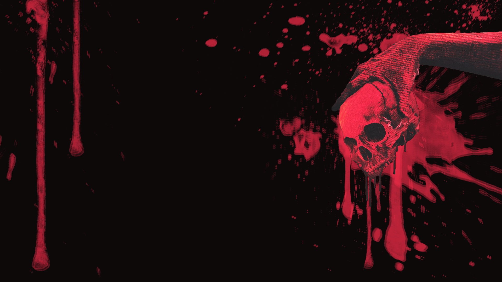 1080P, black, blood, skull, red, HD Wallpaper