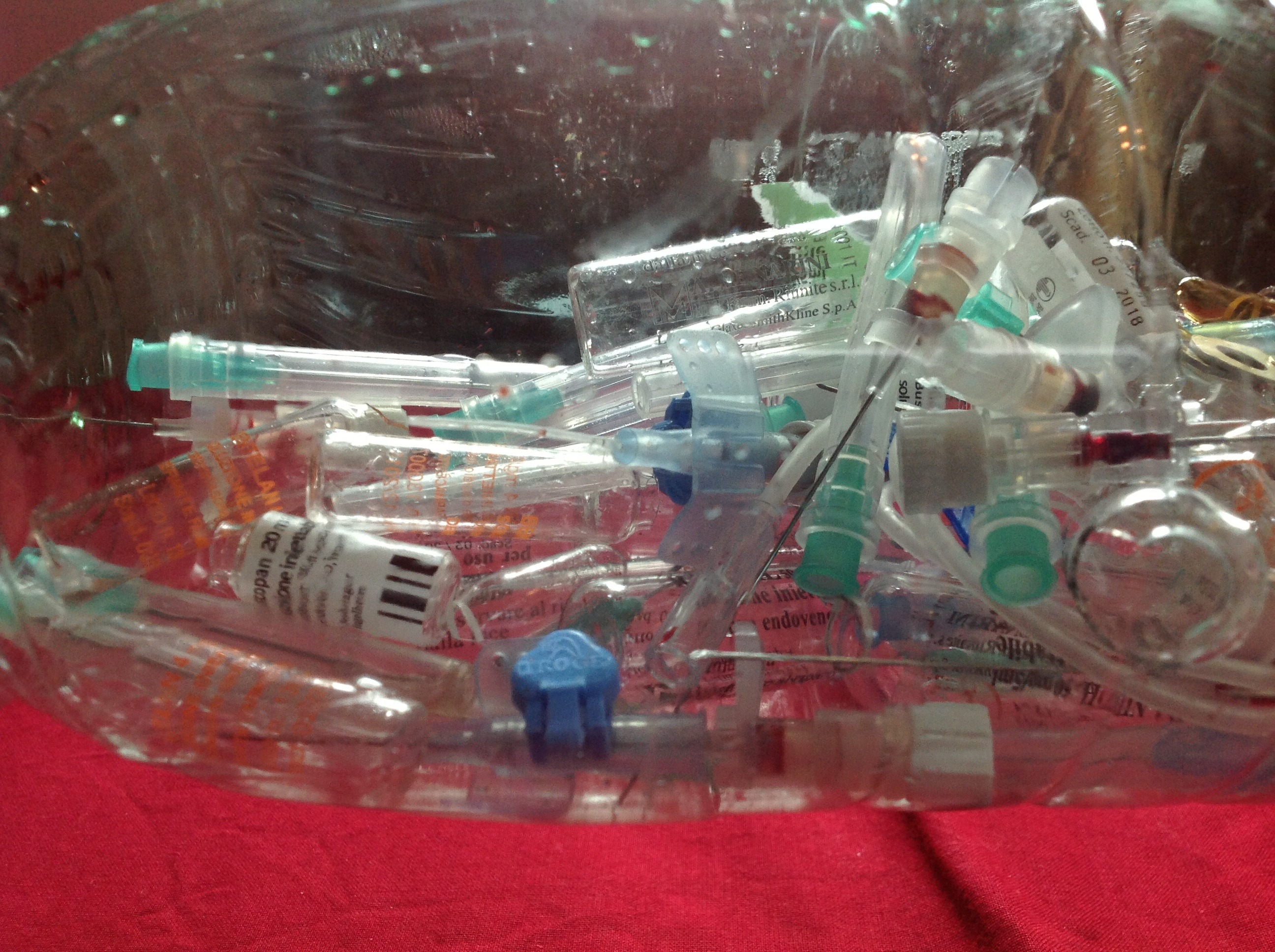 no people, medical, clear, bag, container, 2K, syringes, narcotic, surface, needle, stack, multi colored, injection, red, gift, abundance, plastic bag, HD Wallpaper
