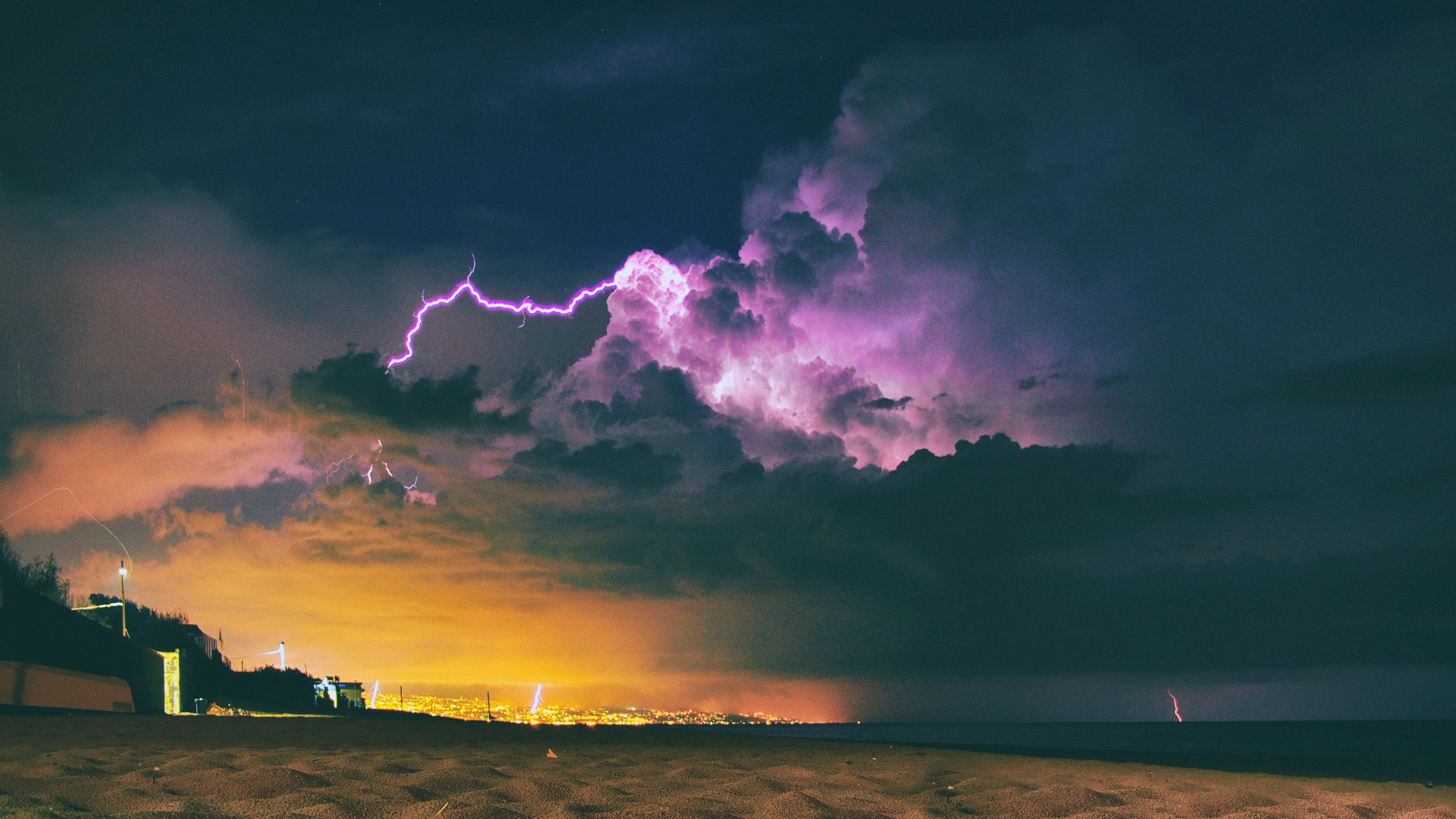 environment, lightning, weather, sand, rain, built structure, dramatic sky, thunderstorm, nimbus, cloud - sky, architecture, clouds, scenics - nature, power, HD Wallpaper