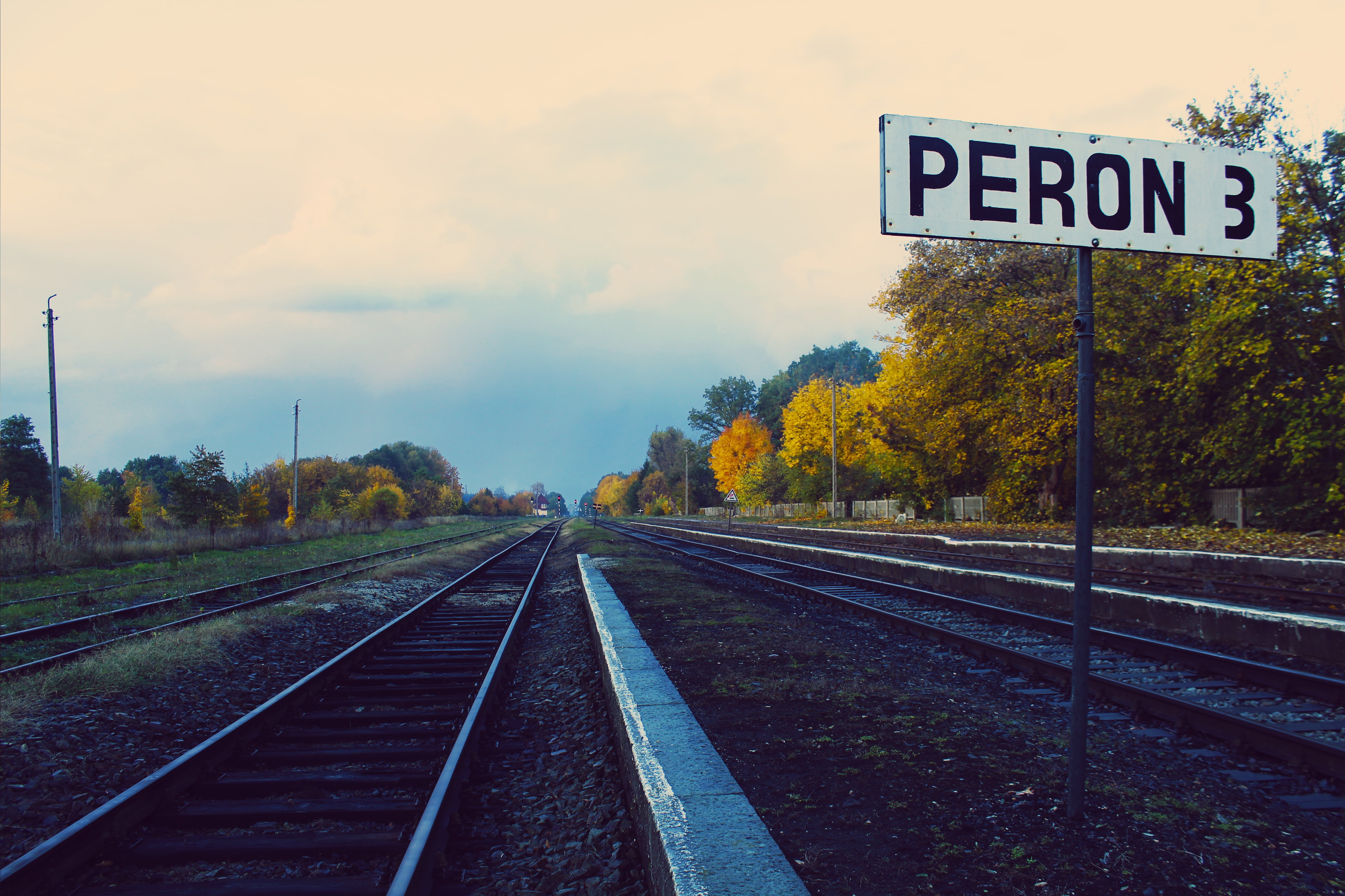 the station, transport, tracks, day, western script, mode of transportation, direction, track, rails, railroad Track, sign, train, the way forward, steel, HD Wallpaper