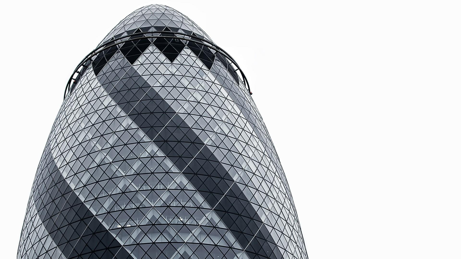 modern, architecture, travel destinations, united kingdom, office building exterior, sky, clear sky, building, europe, landmark, low angle view, swiss re building, HD Wallpaper