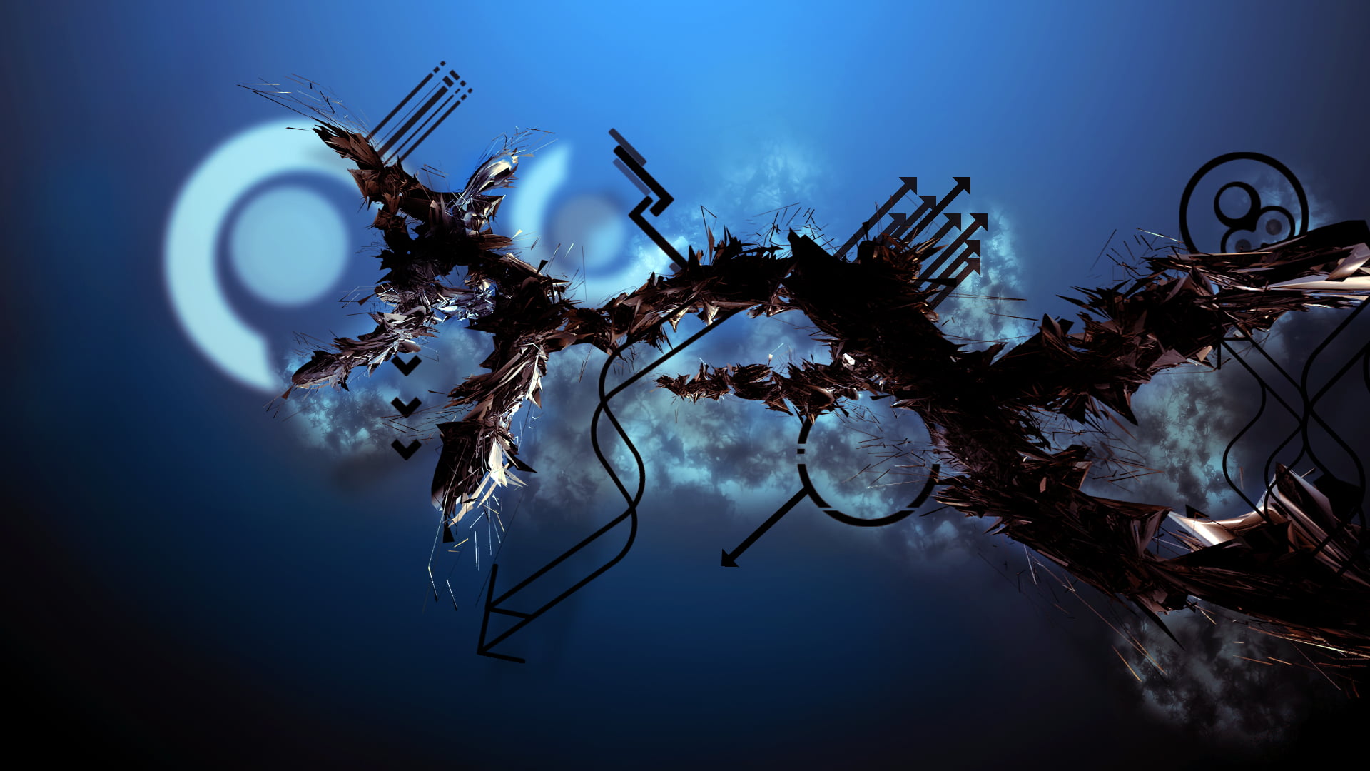 blue background, digital art, water, studio shot, outdoors, vulnerability, twig, beauty in nature, night, fragility, no people, close-up, blue, HD Wallpaper