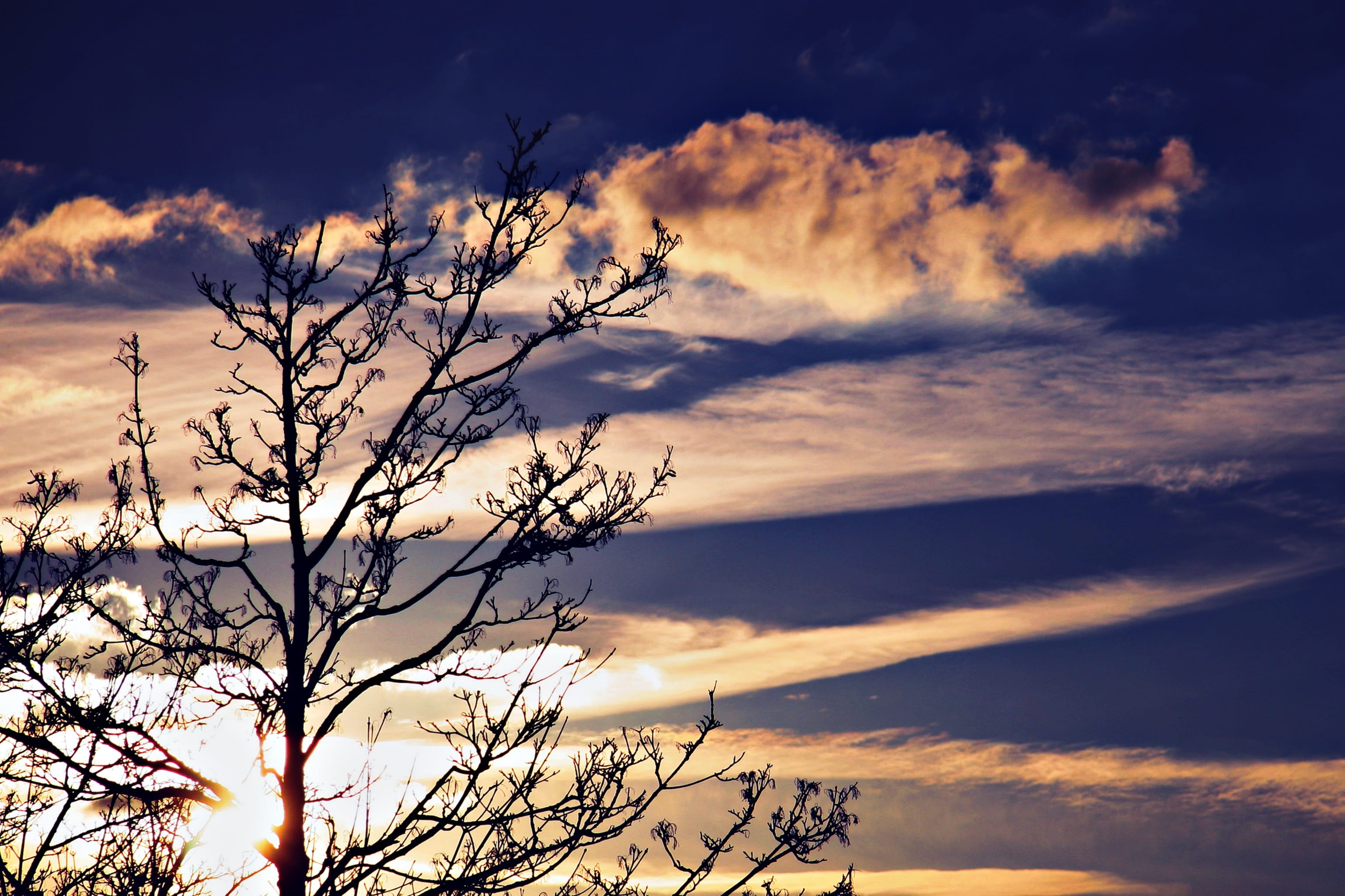 Sky, Clouds, blue, nature, sunset, tranquil scene, scenics, purple, scenics - nature, beauty In Nature, romantic, outdoors, Blue, no People, landscape, HD Wallpaper