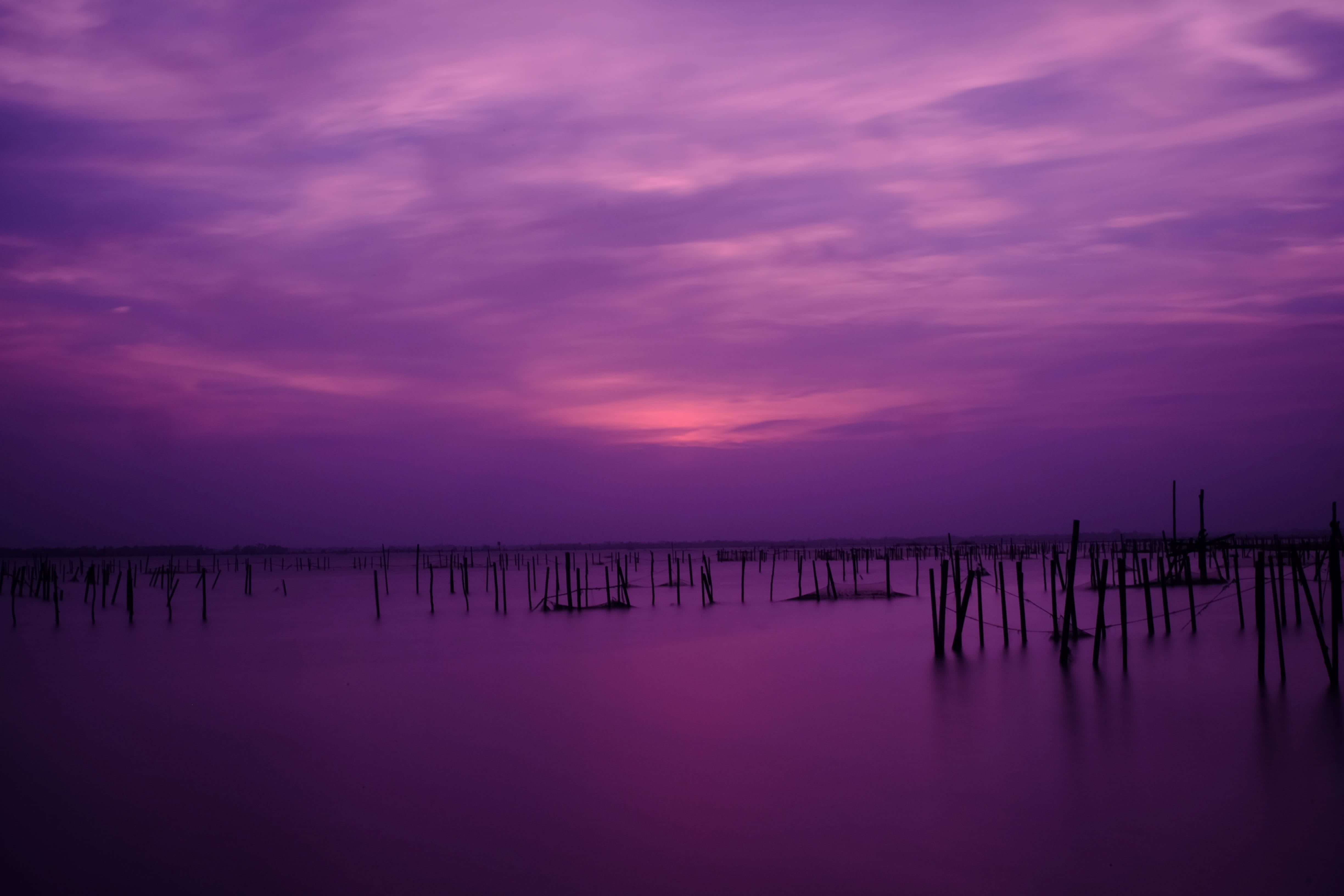 reflect, clouds, slow, beauty in nature, lighting, dusk, purple, tranquility, twilight, scenics, scenics - nature, light, vietnam, sky, the beauty, reflection, HD Wallpaper