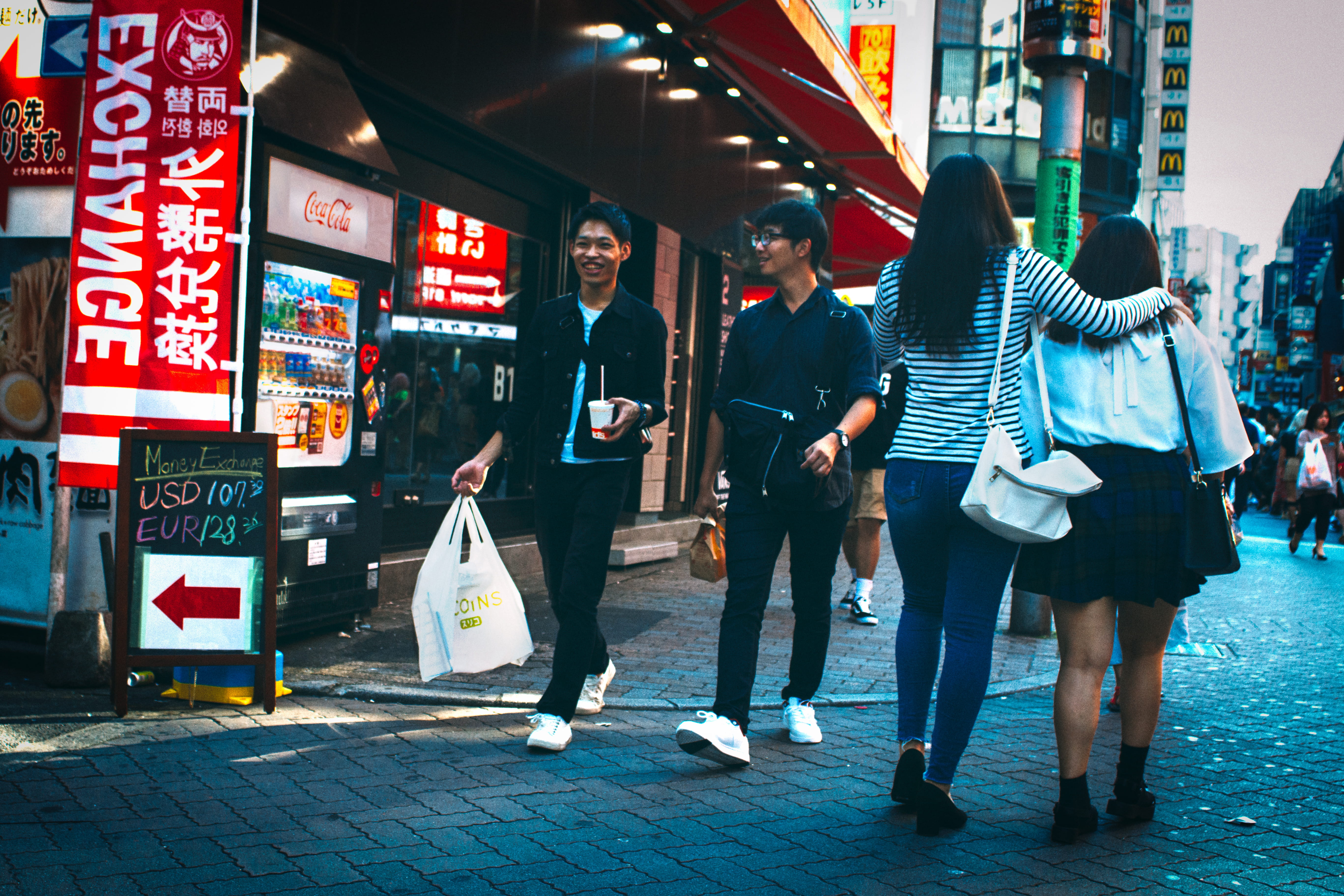people, outdoors, money, japan, women, trip, food, built structure, architecture, text, adult, leisure activity, consumerism, travel, colorful, man, group of people, HD Wallpaper
