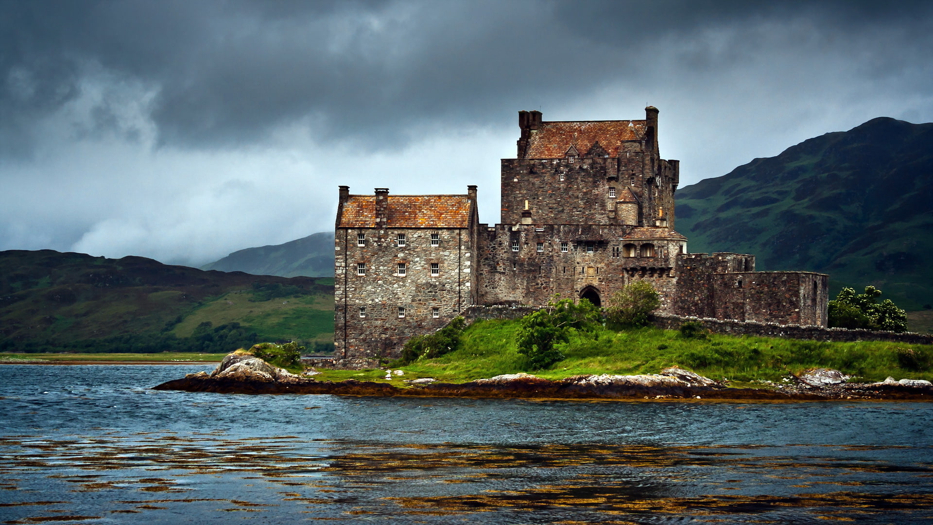 Dornie, lake, castle, 1080P, United Kingdom, Scotland, HD Wallpaper