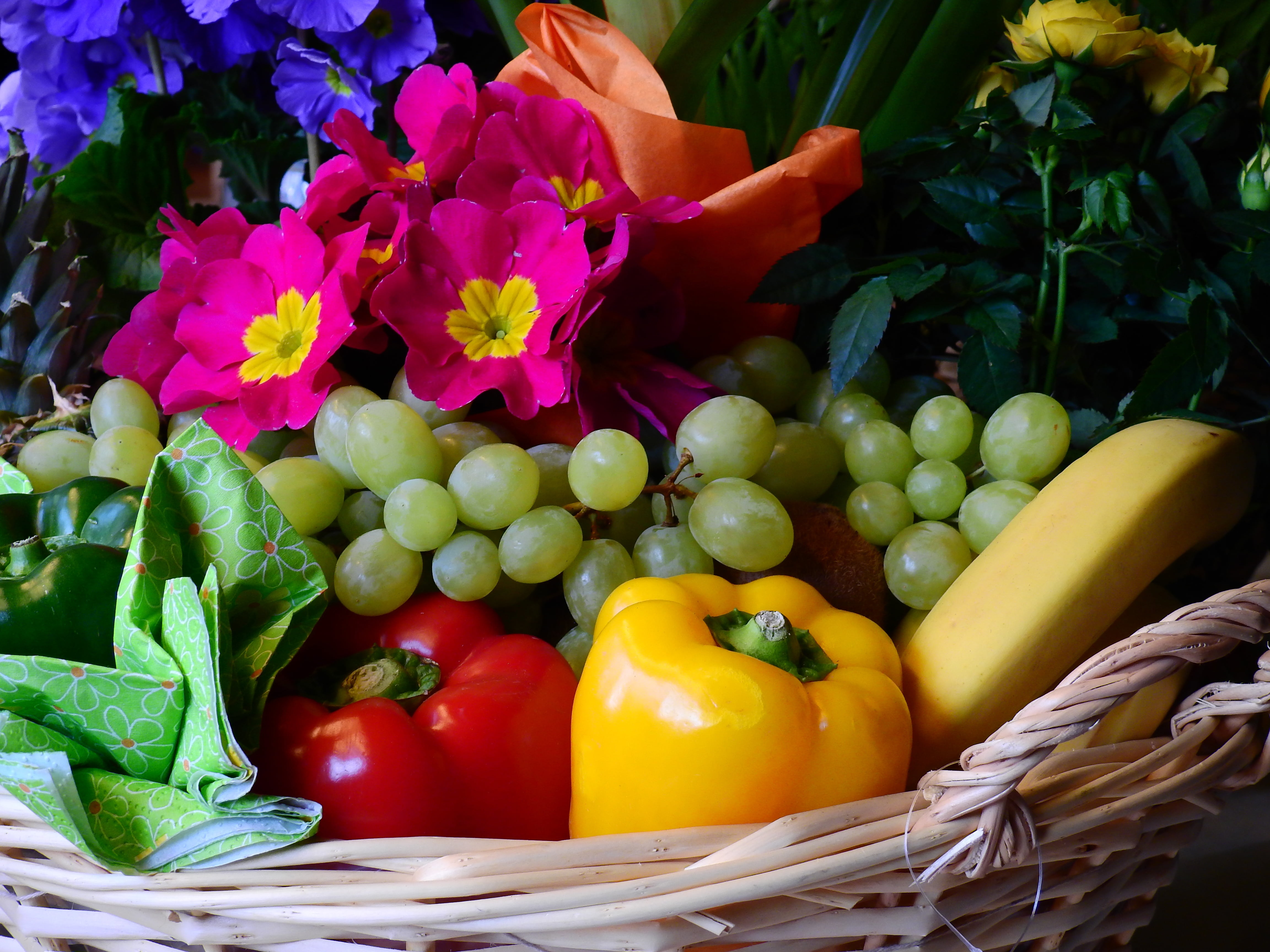 nutrition, eat, birthday, 4K, day, food, banana, food and drink, plant, paprika, no people, choice, container, freshness, basket, flower, healthy eating, HD Wallpaper