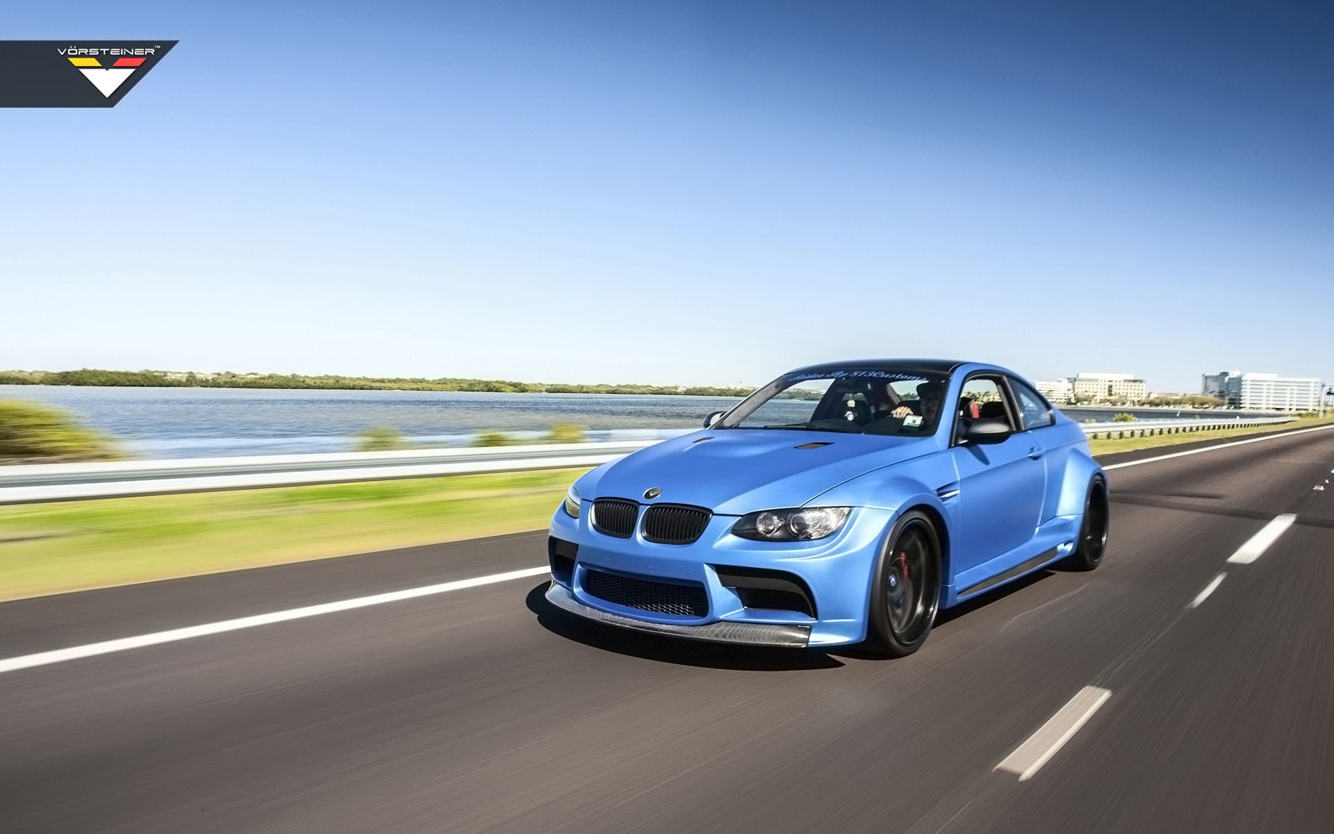 1080P, blue cars, BMW M3, BMW, BMW M3 GTRS3, Vorsteiner, HD Wallpaper