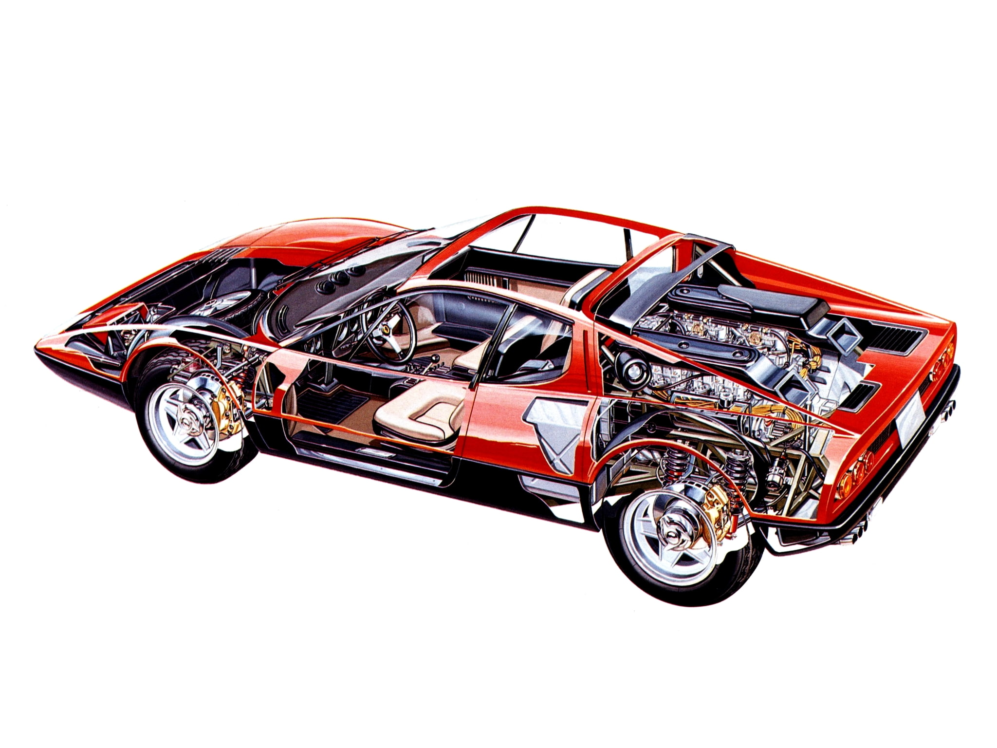 1080P, supercar, interior, 365, 1973, ferrari, berlinetta, engine, cutaway, gt4, boxer, HD Wallpaper