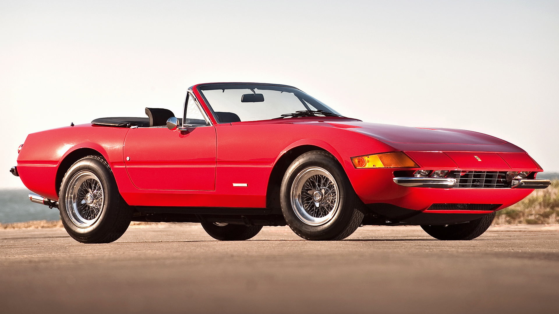 Red Car, Convertible, Ferrari, 1080P, Grand Tourer, Ferrari 365 GTS/4 Daytona, Car, Old Car, Sport Car, HD Wallpaper