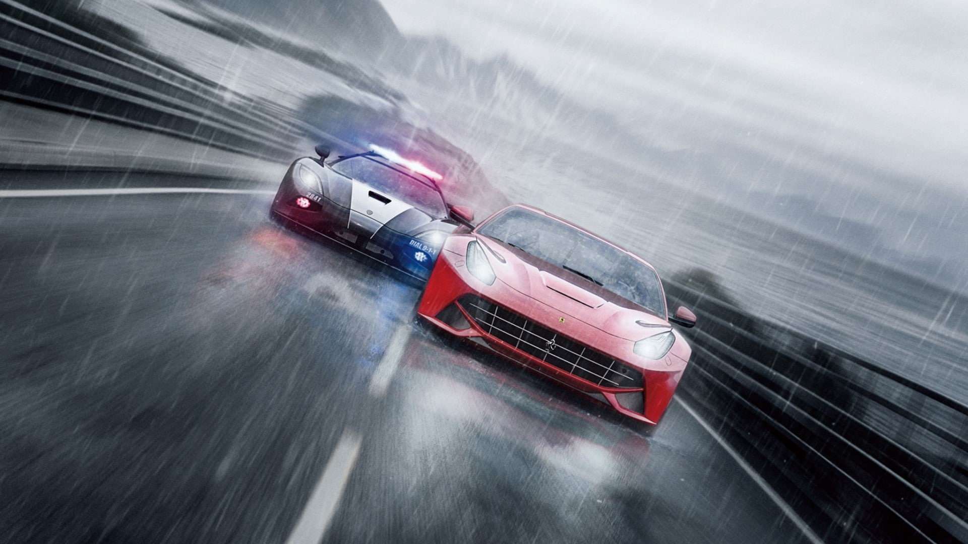 agera, speed, ferrari, hd, rain, for, 1080P, video games, koenigsegg, berlinetta, f12, need, police, f, HD Wallpaper