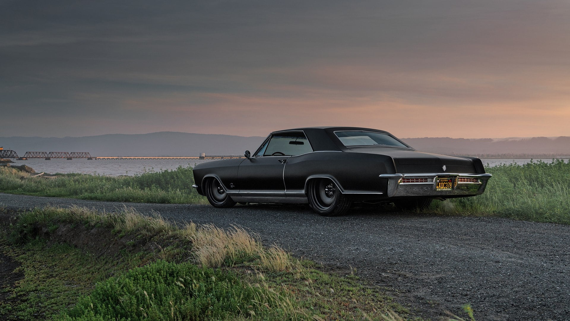 road trip, 1080P, scenics - nature, sky, landscape, grass, mode of transportation, Buick, motor vehicle, water, sunset, sports utility vehicle, cloud - sky, HD Wallpaper
