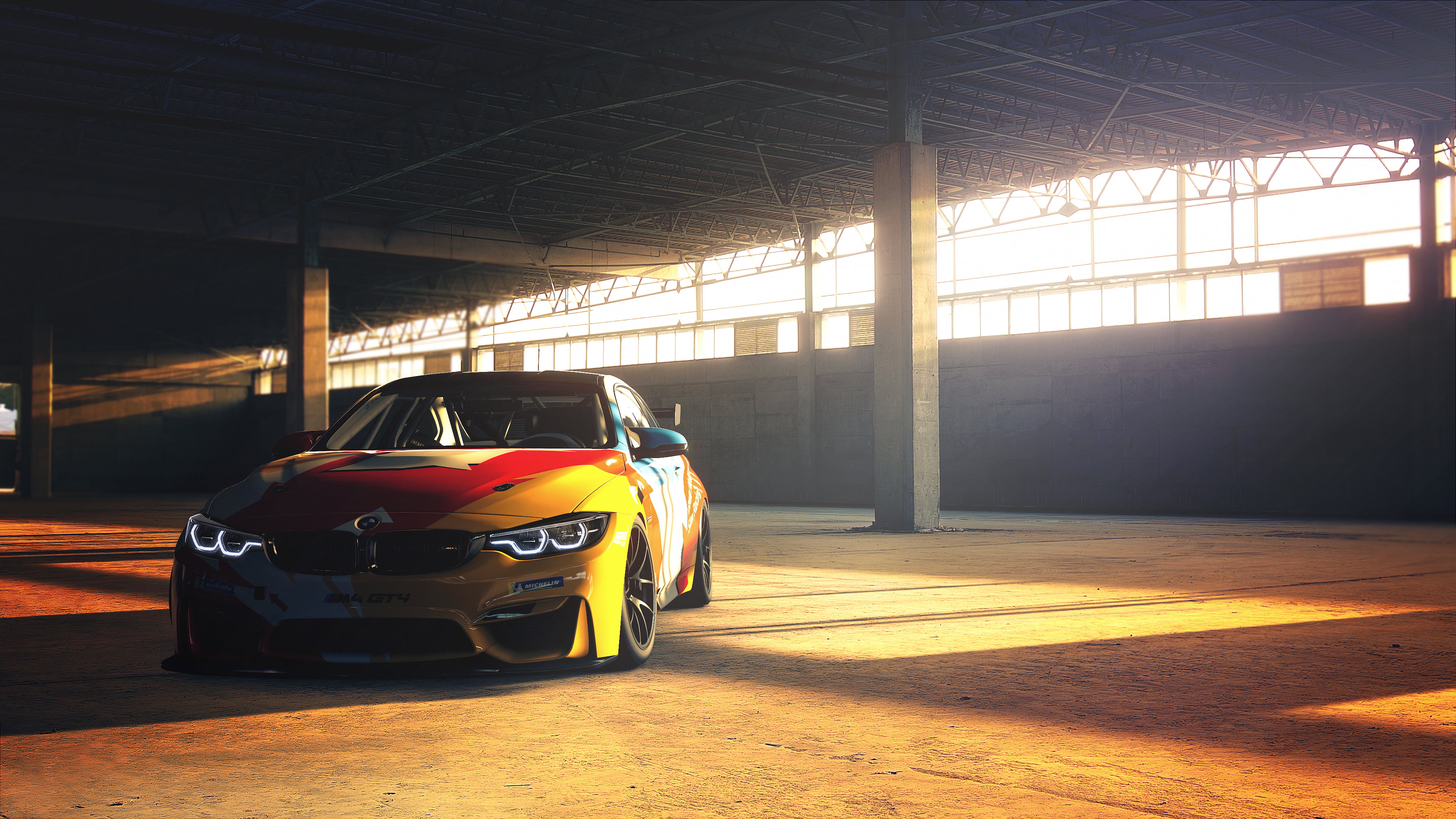 natural light, car, BMW M4, vehicle, 4K, BMW M4 GT4, sports car, BMW, HD Wallpaper