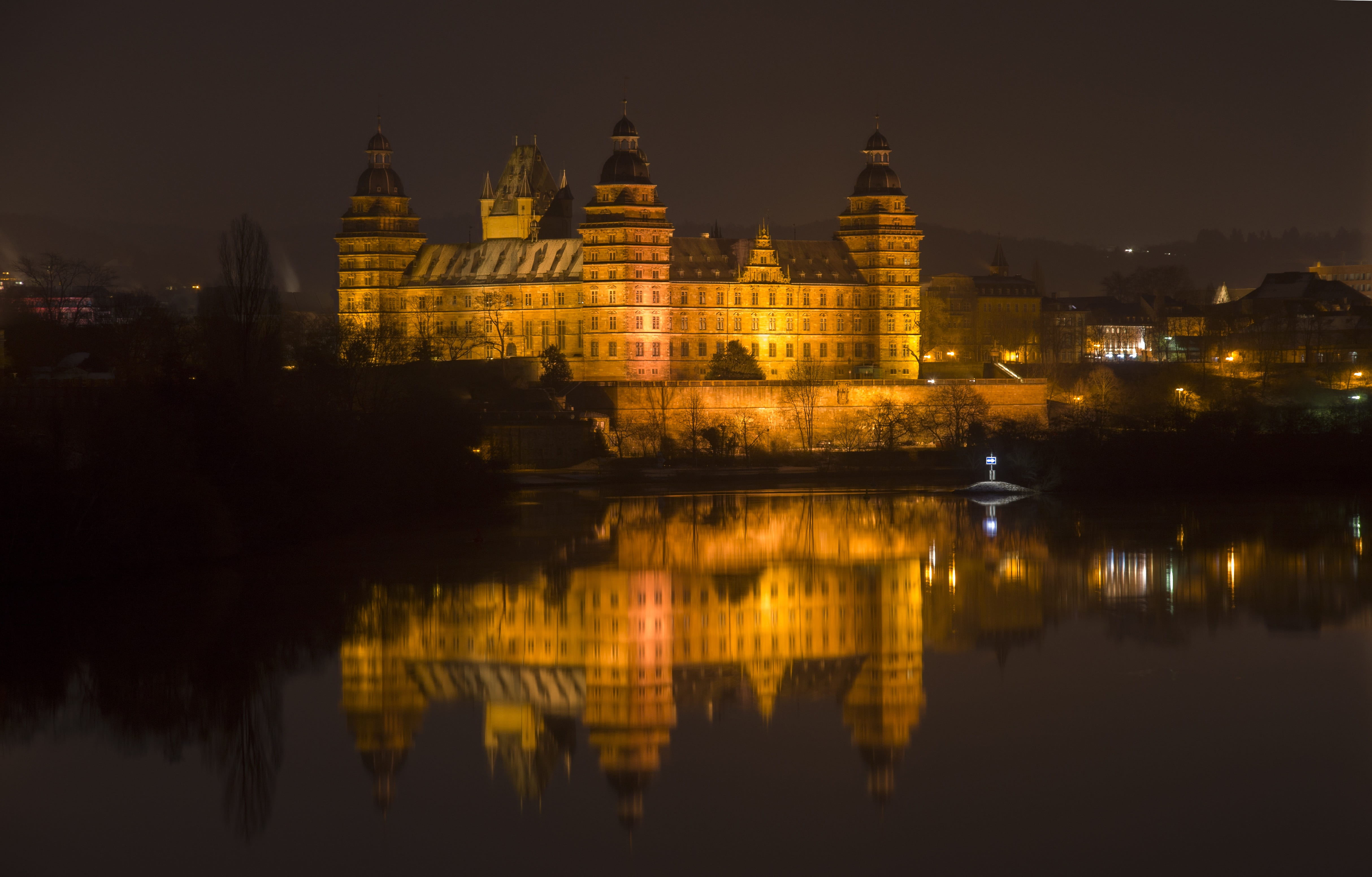 spessart, waterfront, built structure, history, castle, travel destinations, night photograph, no people, main, government, the past, 4K, city, Closed, HD Wallpaper