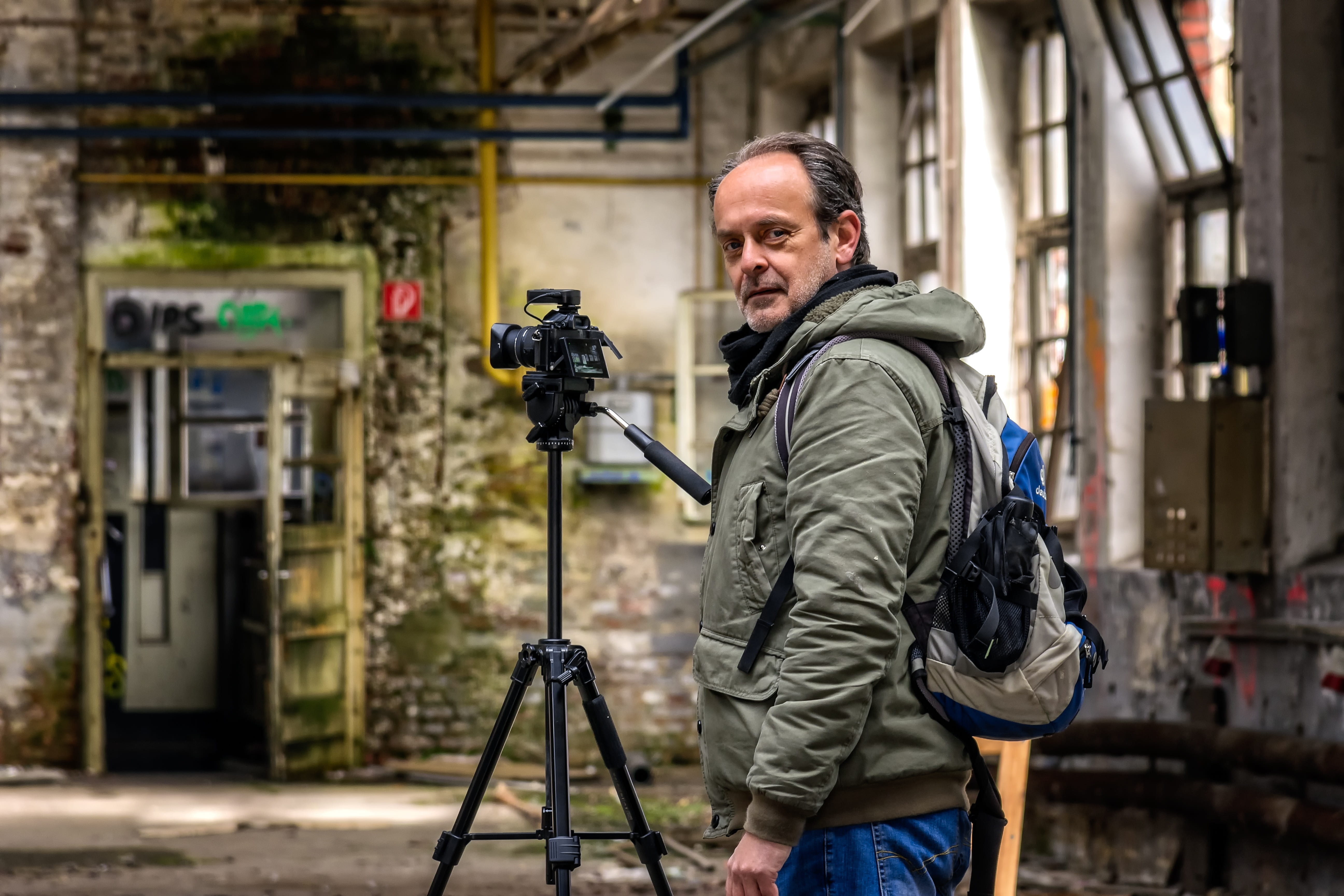 slr camera, lost places, focus on foreground, portrait, adult, man, pforphoto, occupation, model, photographic equipment, 5K, hobby, one person, buddy, HD Wallpaper