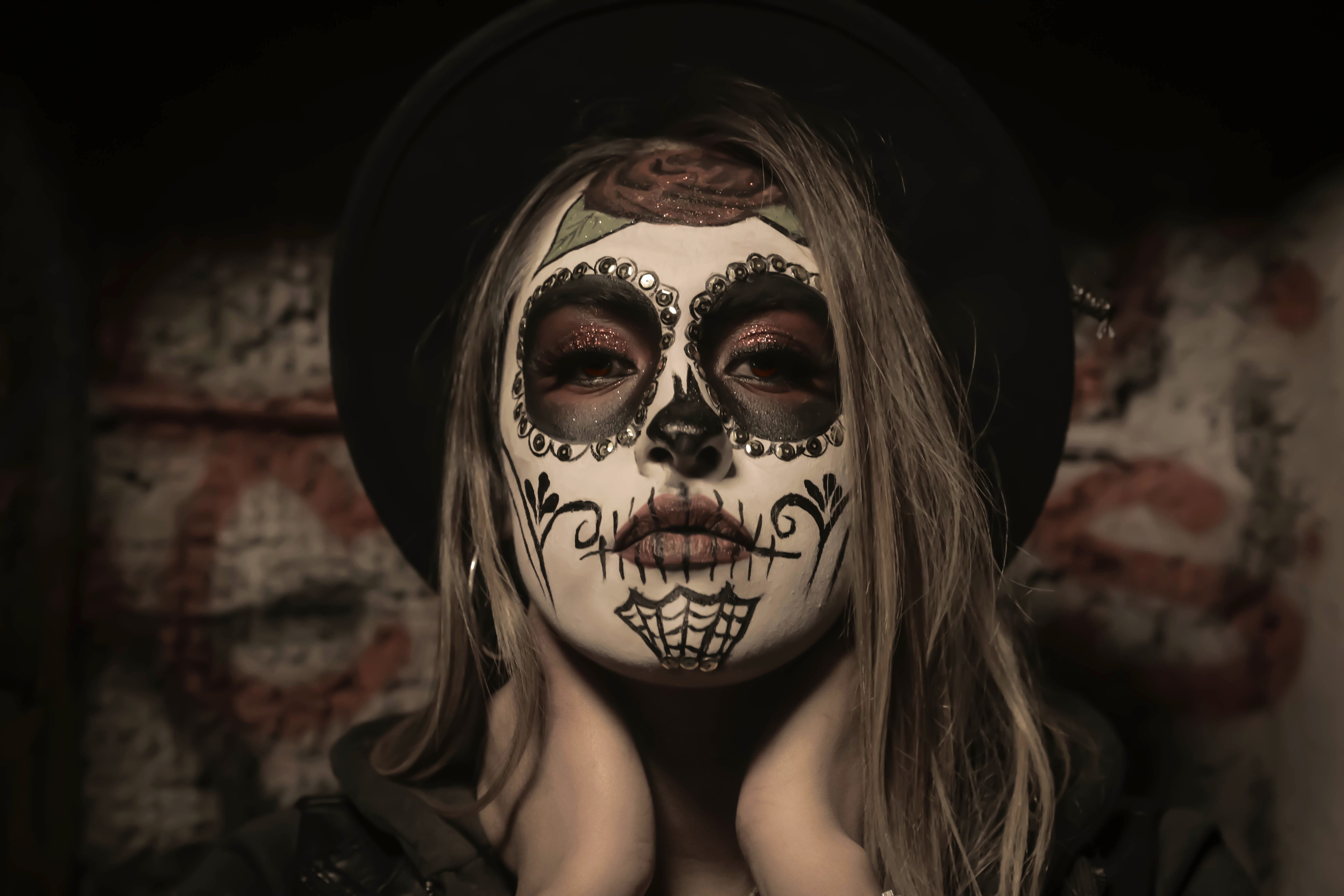 human body part, close-up, face, one person, skull face, skull make up, mask, carnival - celebration event, evil, celebration, human skull, halloween, mask - disguise, HD Wallpaper