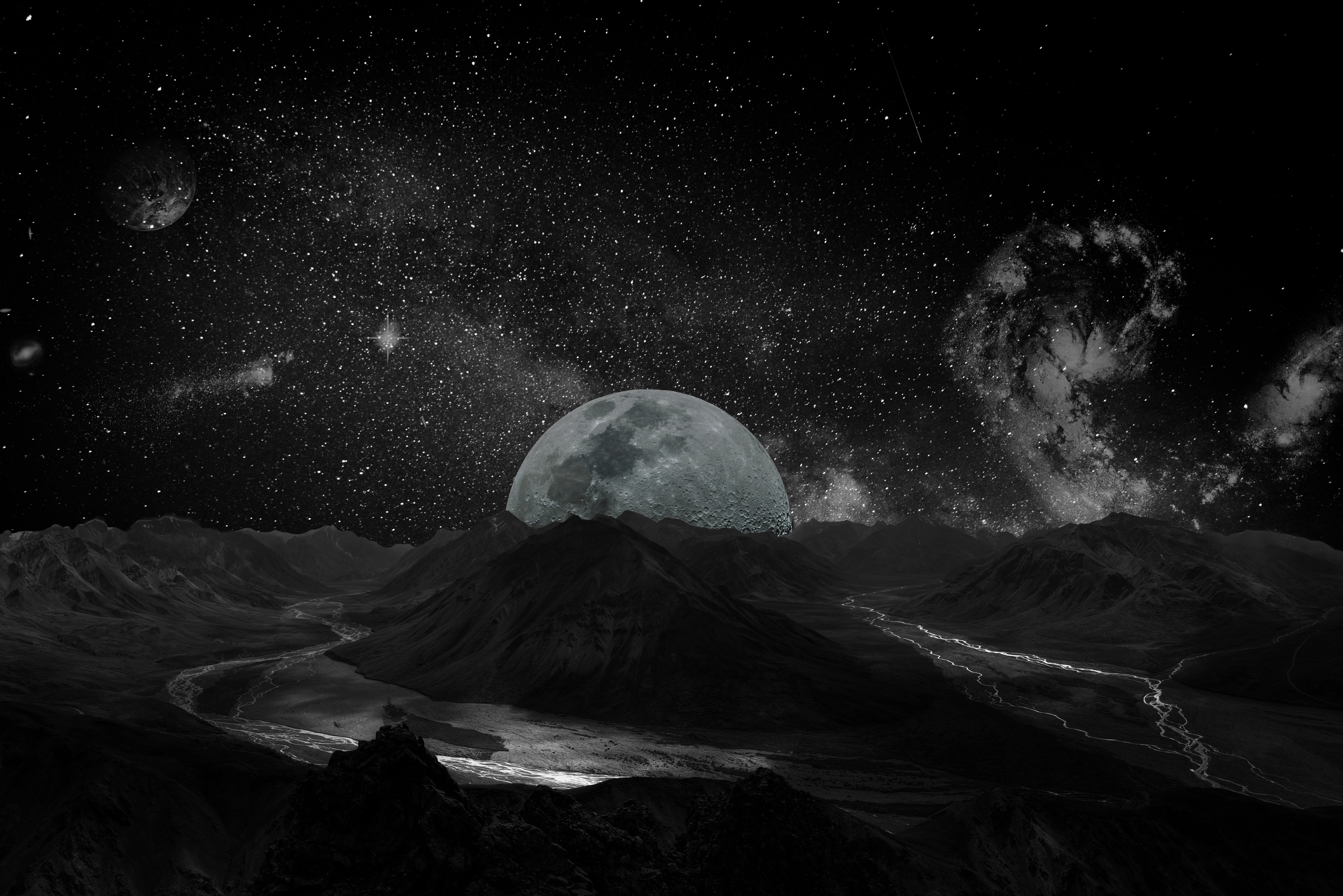  snow, arctic, backgrounds, non-urban scene, sky, stars, blue, earth, moon, solid, beauty in nature, glowing, astronomy, no People, 5K, tranquility, HD Wallpaper