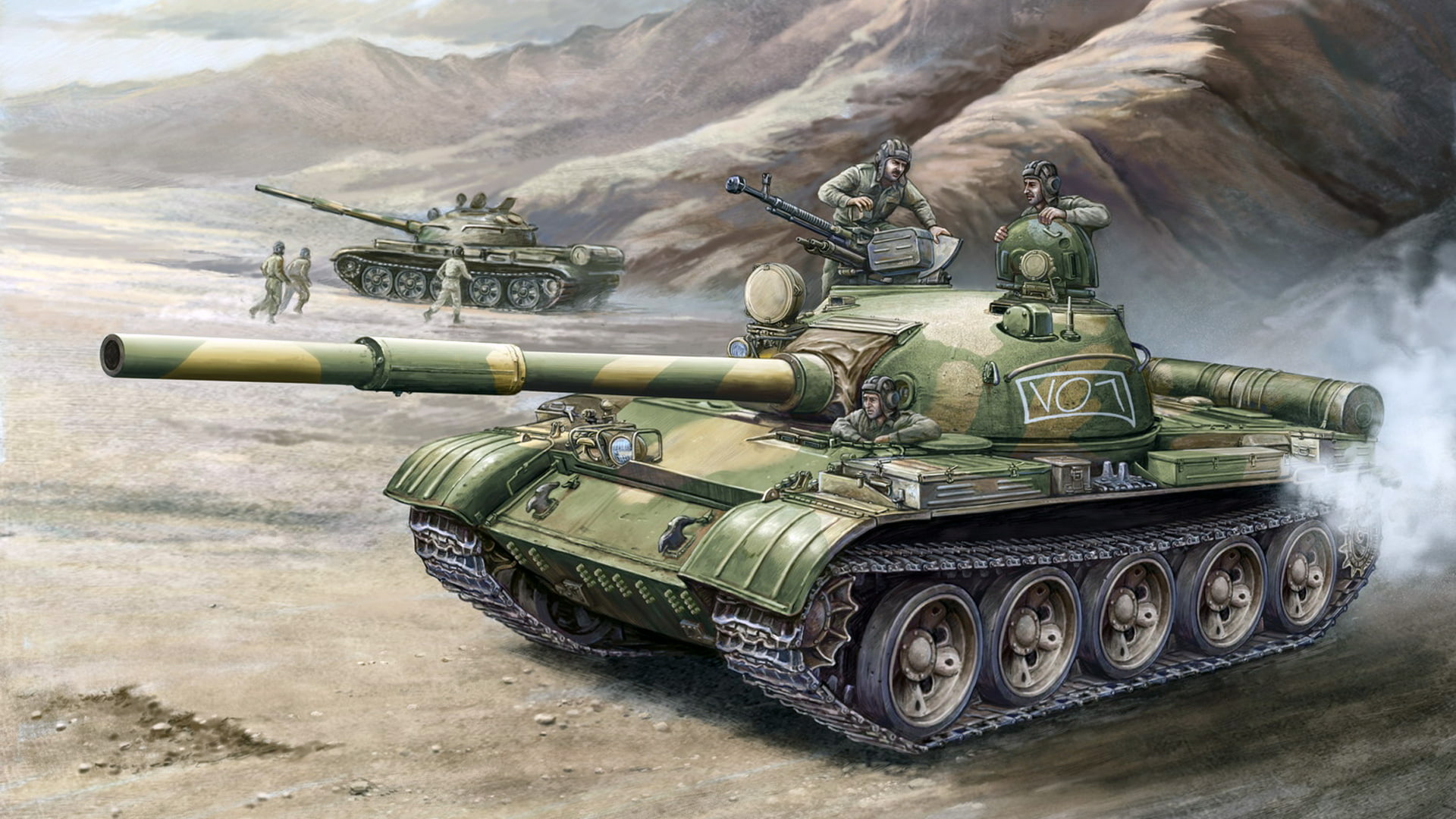T-62, art, object 166, 1080P, Soviet medium tank, figure, HD Wallpaper