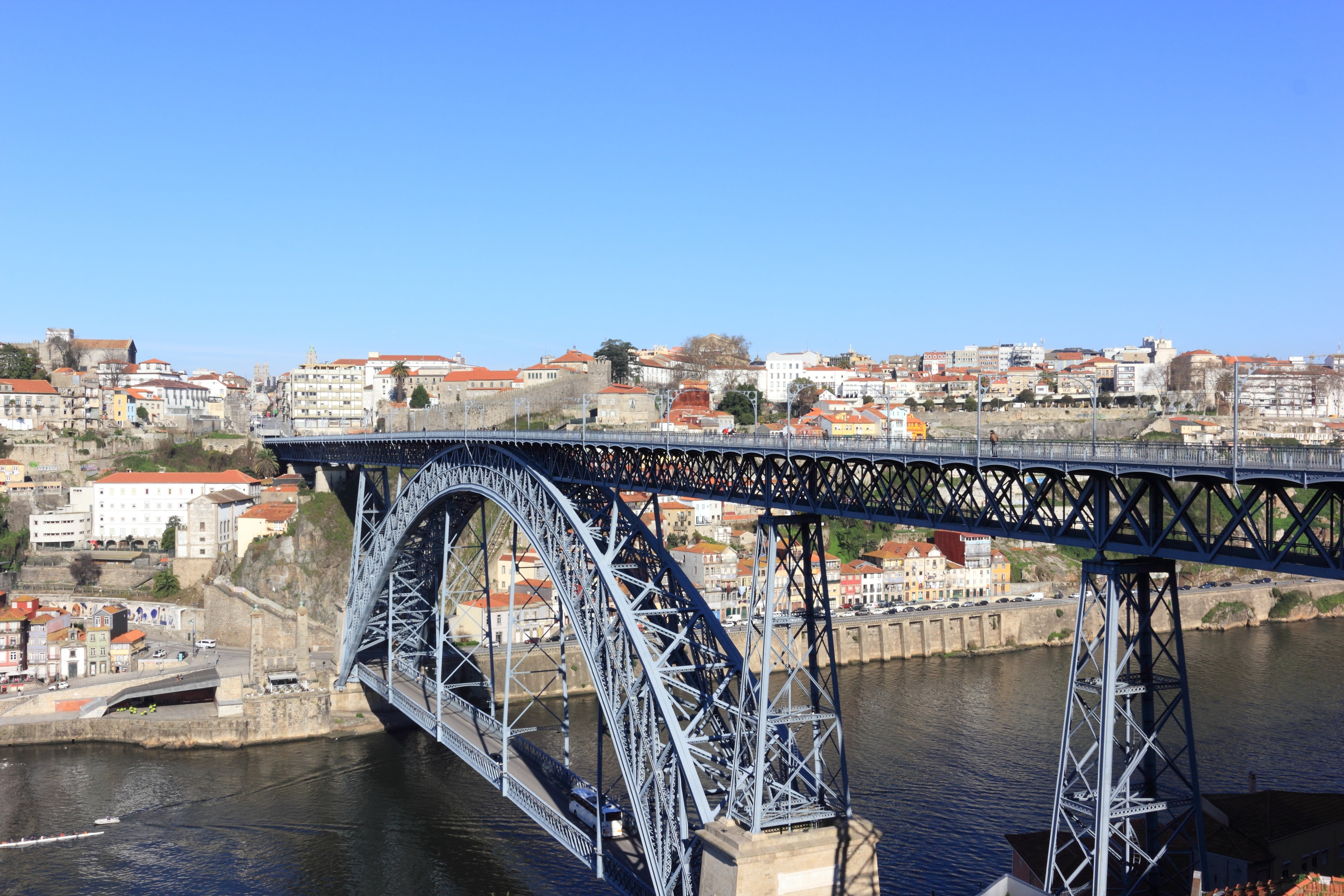portugal, transportation, arch, porto, sky, connection, river, cityscape, architectural, eifel, built structure, architecture, building exterior, bridge - man made structure, HD Wallpaper