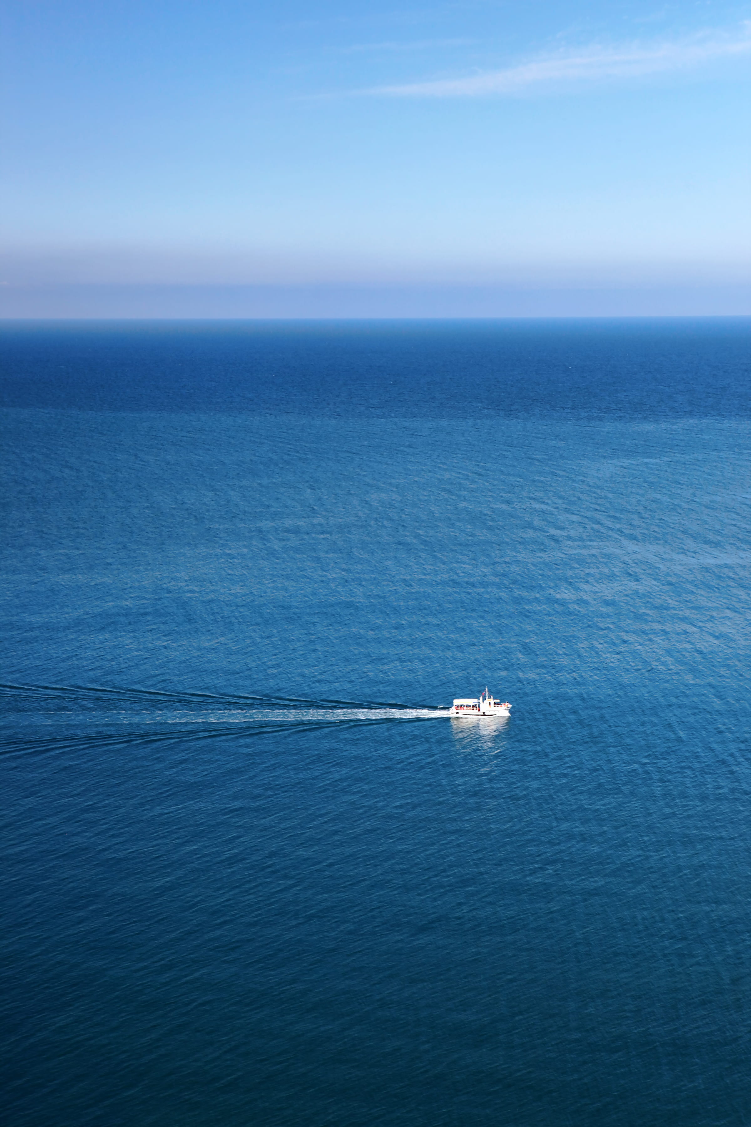 ocean, sailing, blue, day, tranquil scene, motion, nature, salt, large, surface, long, oil, mode of transportation, cargo, sky, sea, travel, waves, boat, Phone HD Wallpaper