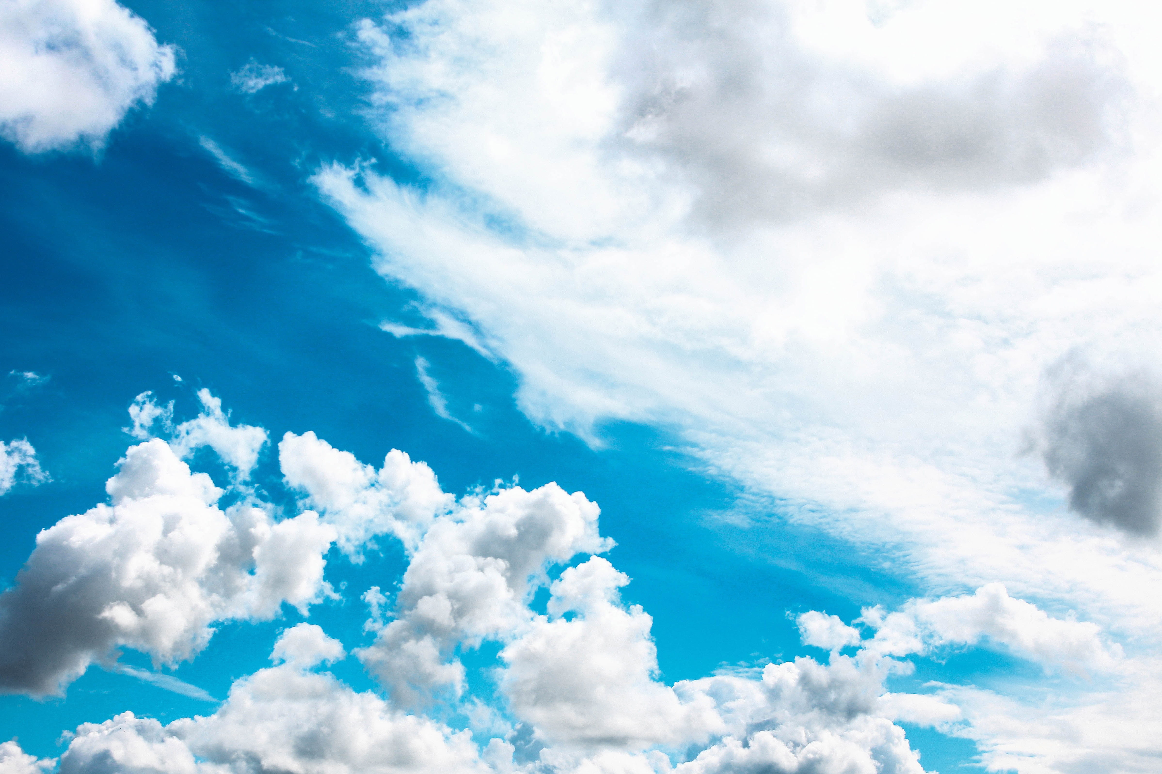 cloud - sky, meteorology, blue, environment, nature, bright, scenics - nature, white color, sun, dramatic sky, cloud, fluffy, idyllic, clouds, springtime, HD Wallpaper