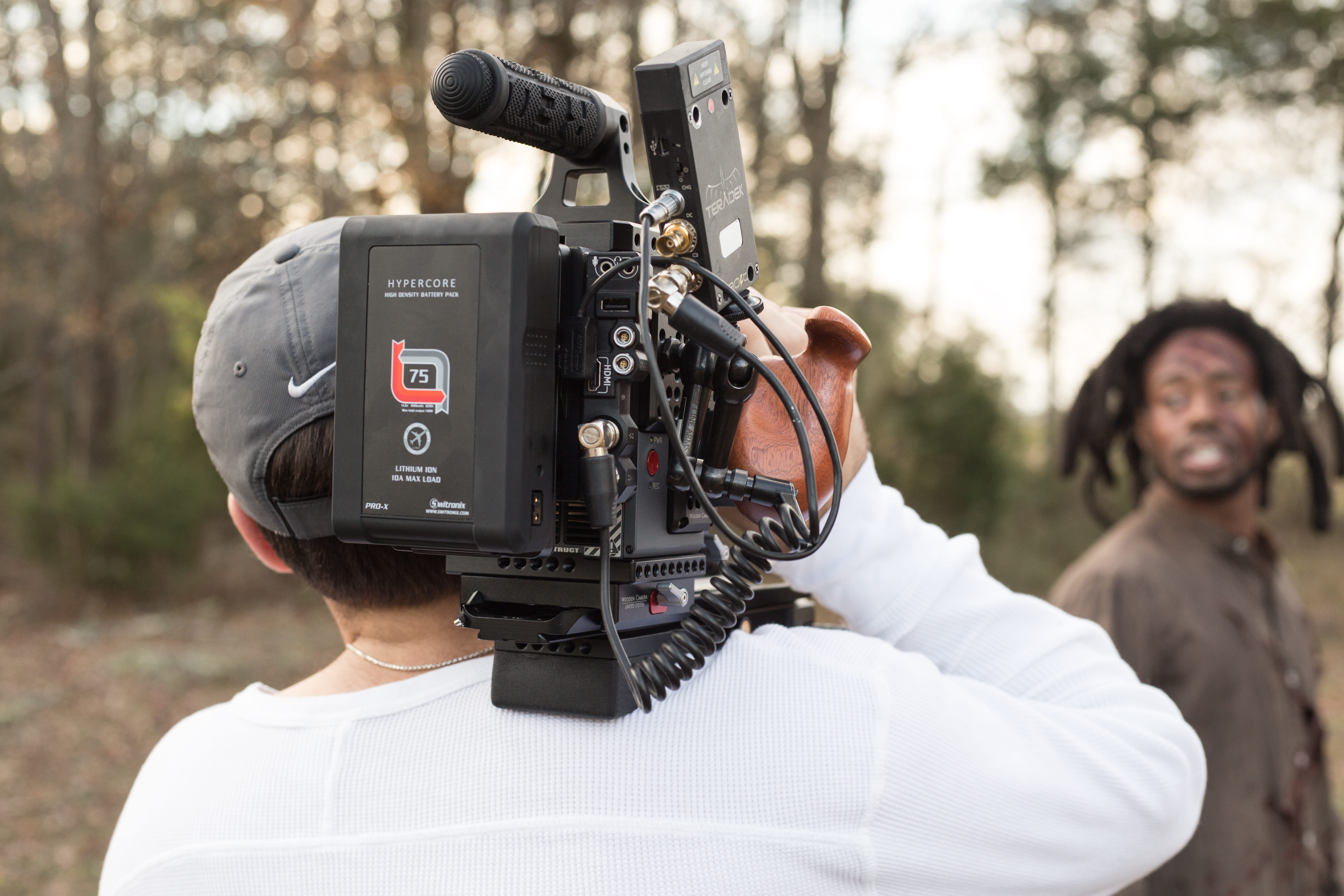 equipment, men, photography themes, united states, real people, gear, camera - photographic equipment, scarlet, film industry, tree, film, focus on foreground, HD Wallpaper
