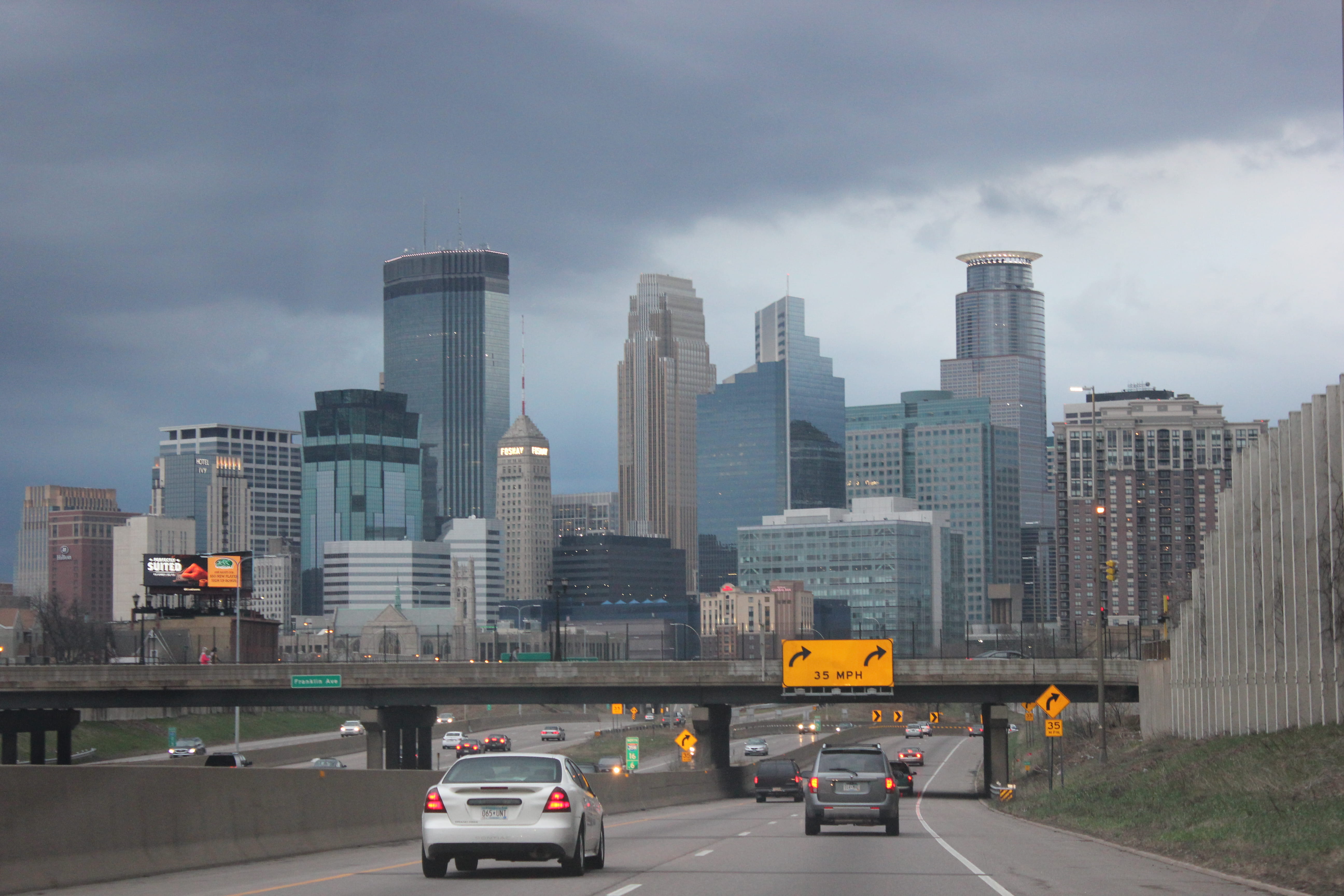united states, sky, road, building exterior, motor vehicle, skyscraper, tall - high, city, mode of transportation, modern, 5K, minneapolis, financial district, HD Wallpaper