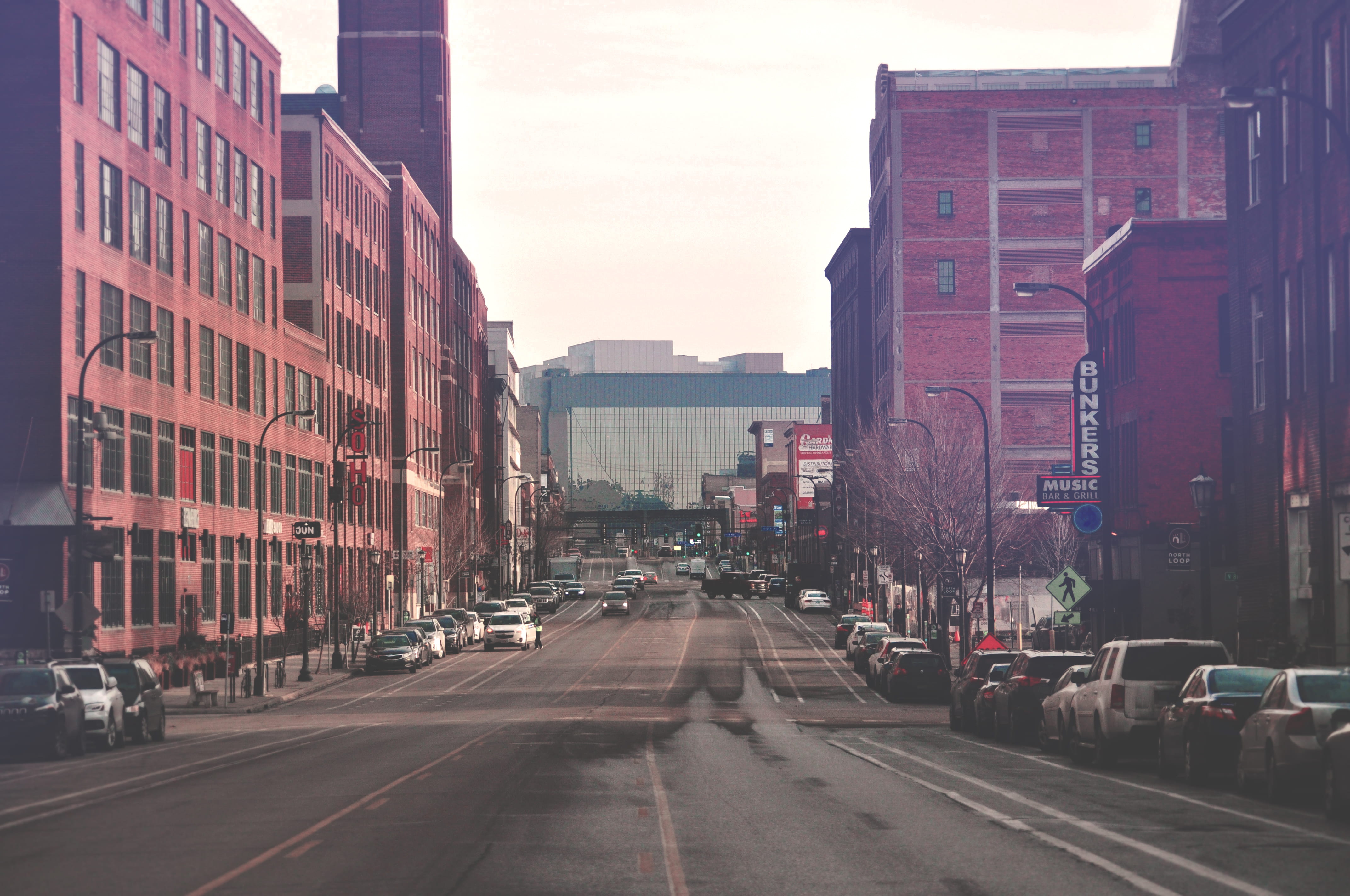 road, outdoors, office building exterior, urban, car, city street, minneapolis, 4K, motor vehicle, street, nature, sign, downtown, skyscraper, the way forward, HD Wallpaper