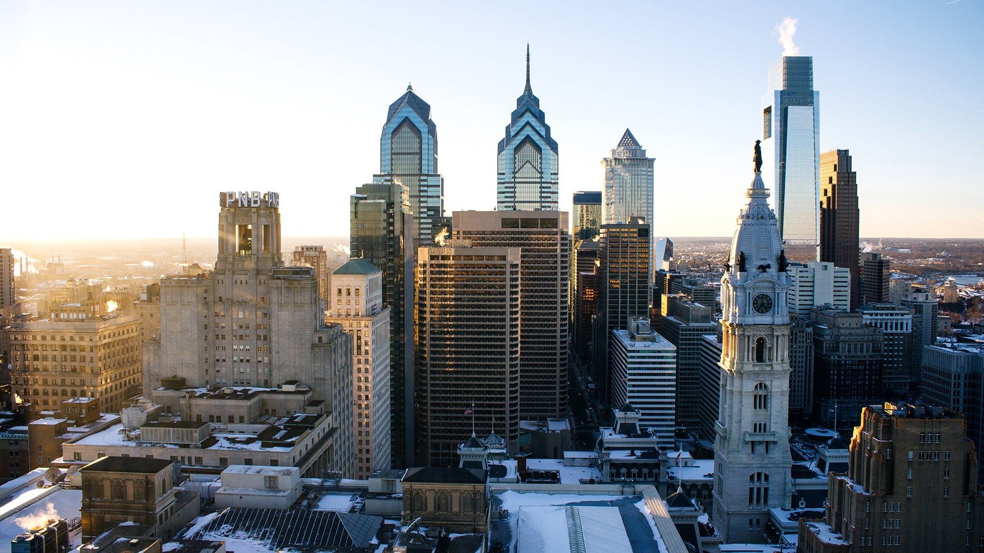 Philadelphia, clear sky, cityscape, building, 1080P, HD Wallpaper