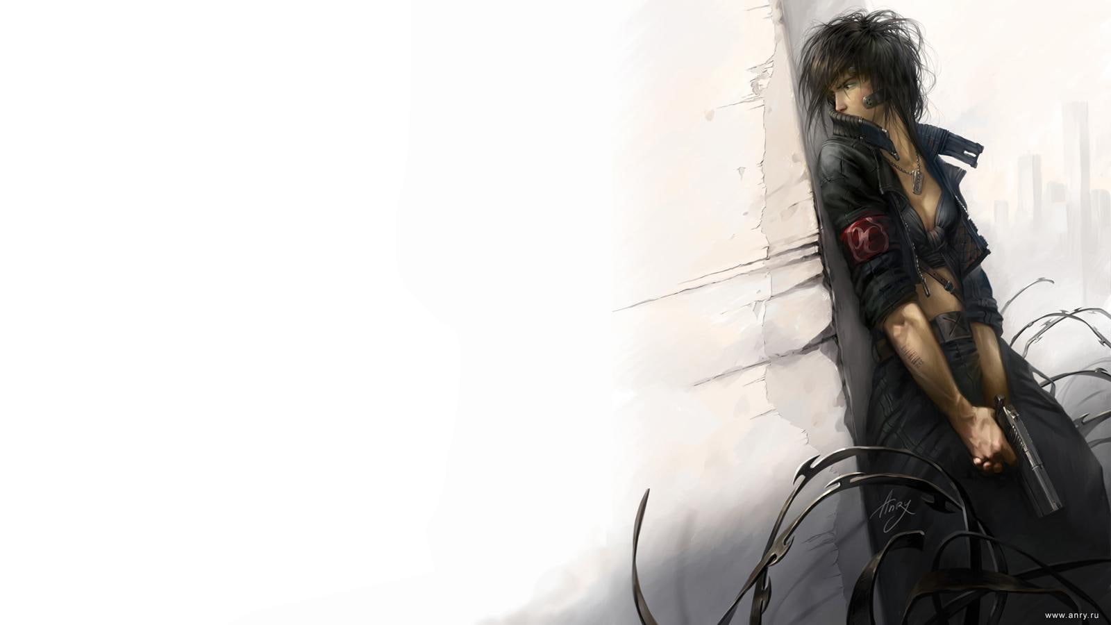 futuristic, cyberpunk, gun, killer, 720P, HD Wallpaper