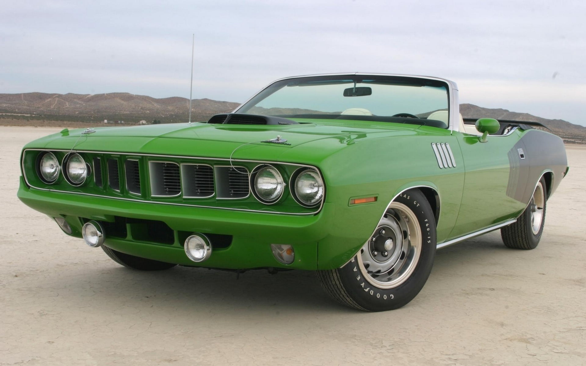 black-green, road trip, car, nature, outdoors, no people, transportation, mode of transportation, convertible, hemi, road, land, front view, green color, HD Wallpaper