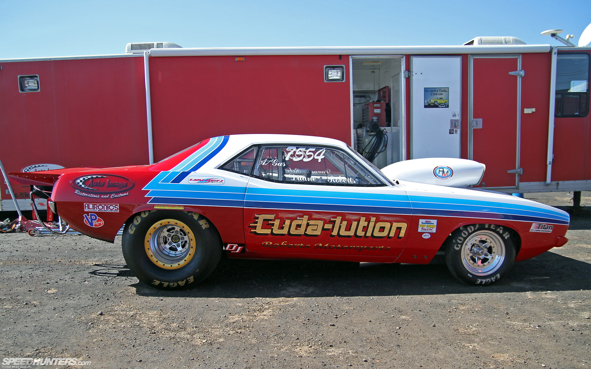 red, plymouth, cars, race, blue, 1080P, door, coupe, car, hd, barracuda, classic, HD Wallpaper