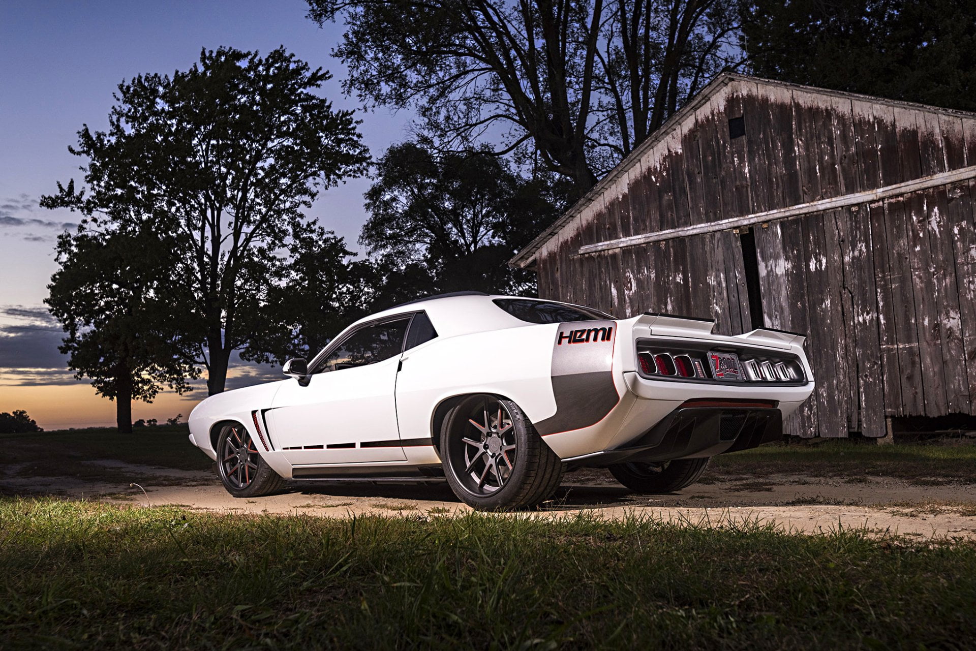 retro styled, nature, vintage car, Plymouth Barracuda, architecture, Hot Rod, no people, Muscle Car, building exterior, luxury, plant, day, motor vehicle, HD Wallpaper