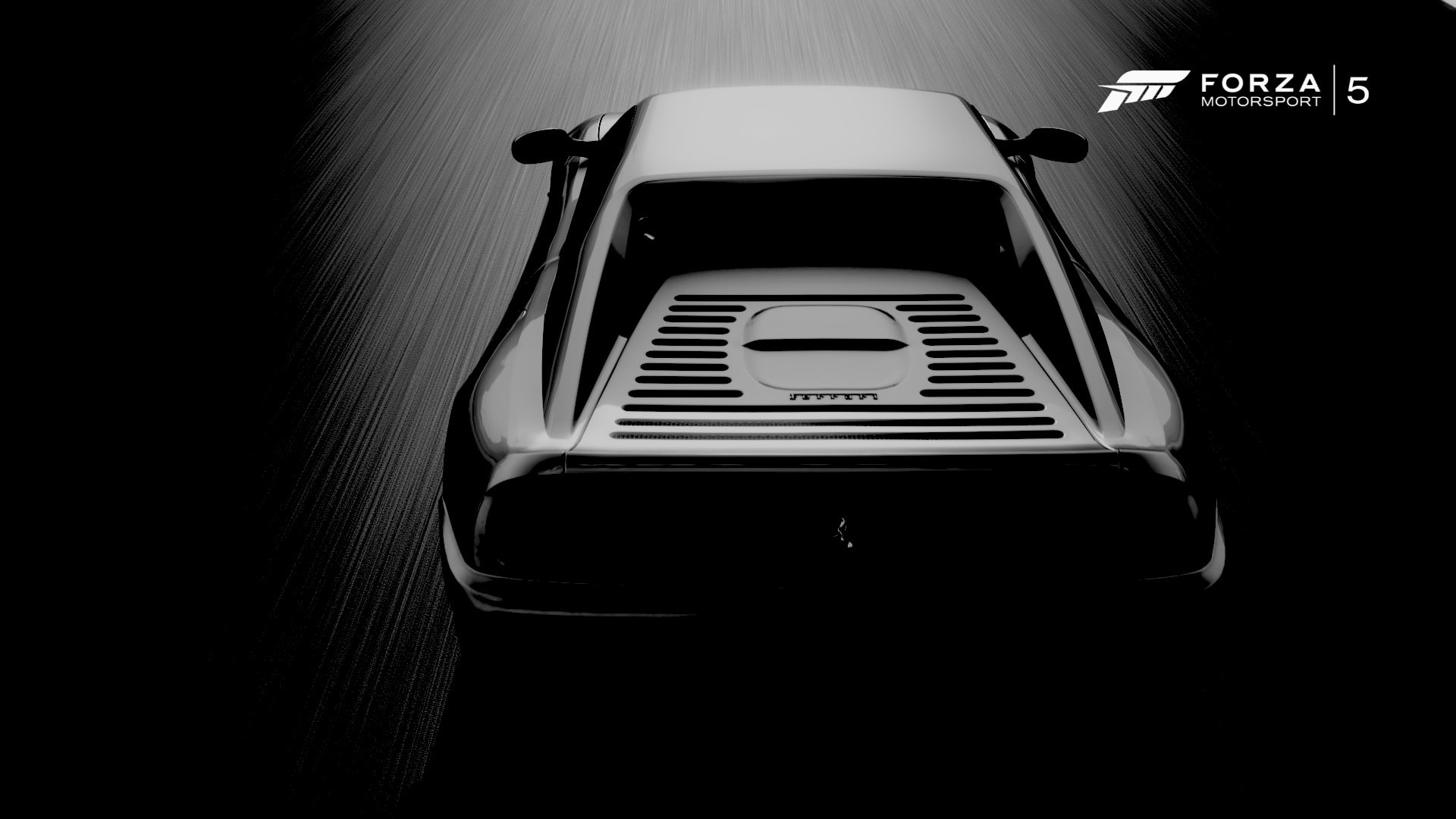 wall - building feature, Ferrari, Forza Motorsport 5, video games, transportation, mode of transportation, lighting equipment, retro styled, dark, text, HD Wallpaper