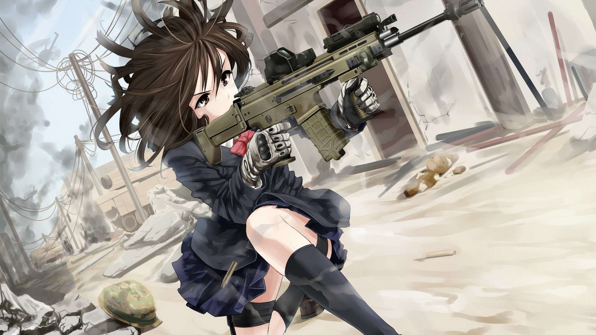 1080P, duty, guns, eotech, stockings, anime, call, acr, girls, HD Wallpaper