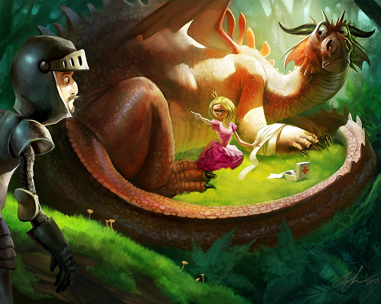 funny, princess, knights, entertainment, hd, dragons, 720P, art, HD Wallpaper