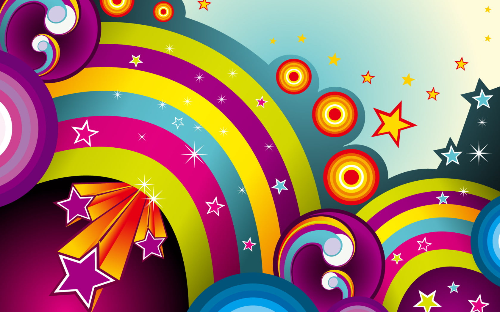 rainbows, vector and design, vector, 720P, HD Wallpaper