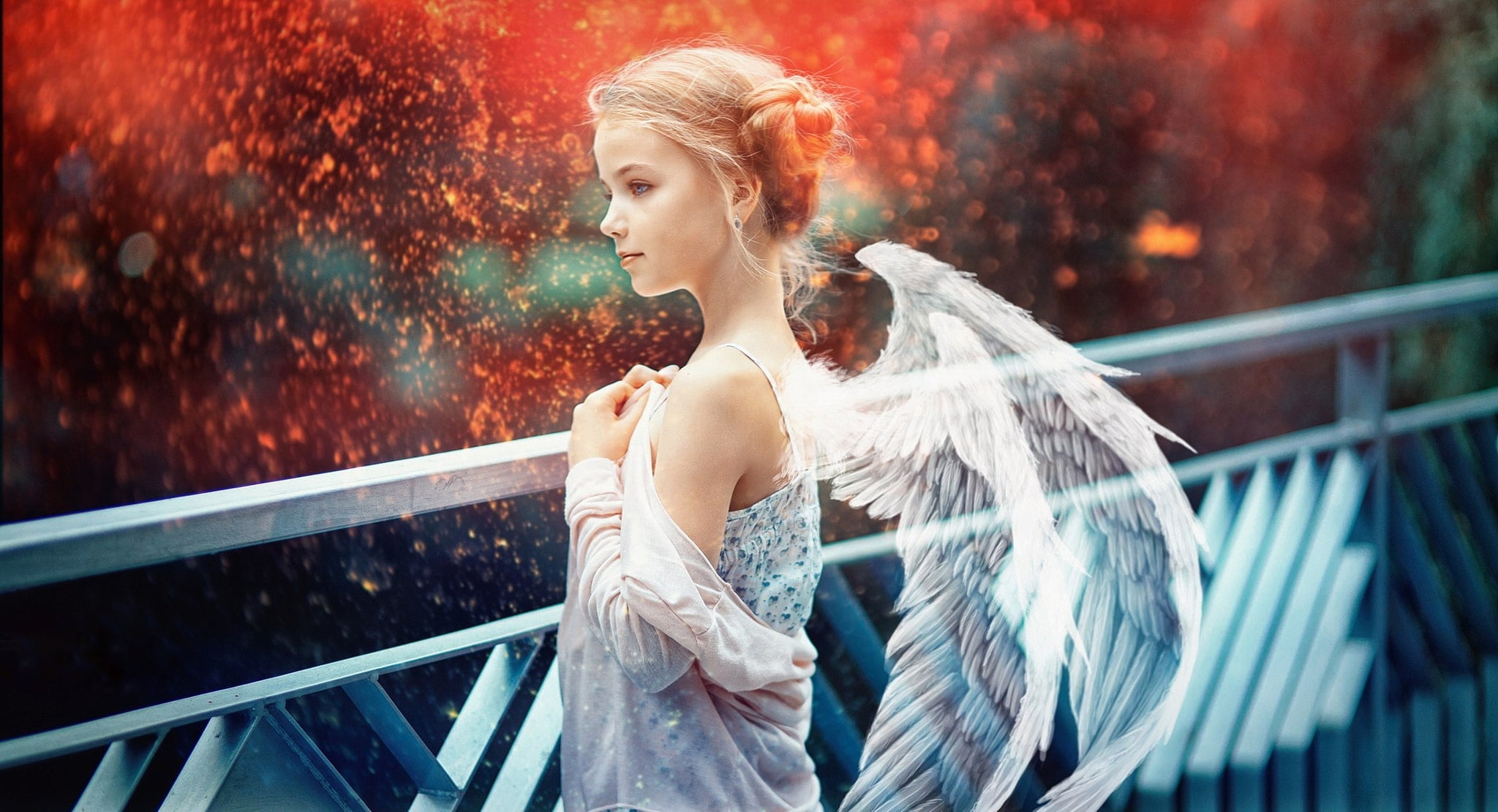 hair, fashion, beautiful woman, females, copil, looking, girl, beauty, blue, glamour, blond hair, frumusete, women, 1080P, child, elegance, beautiful people, HD Wallpaper