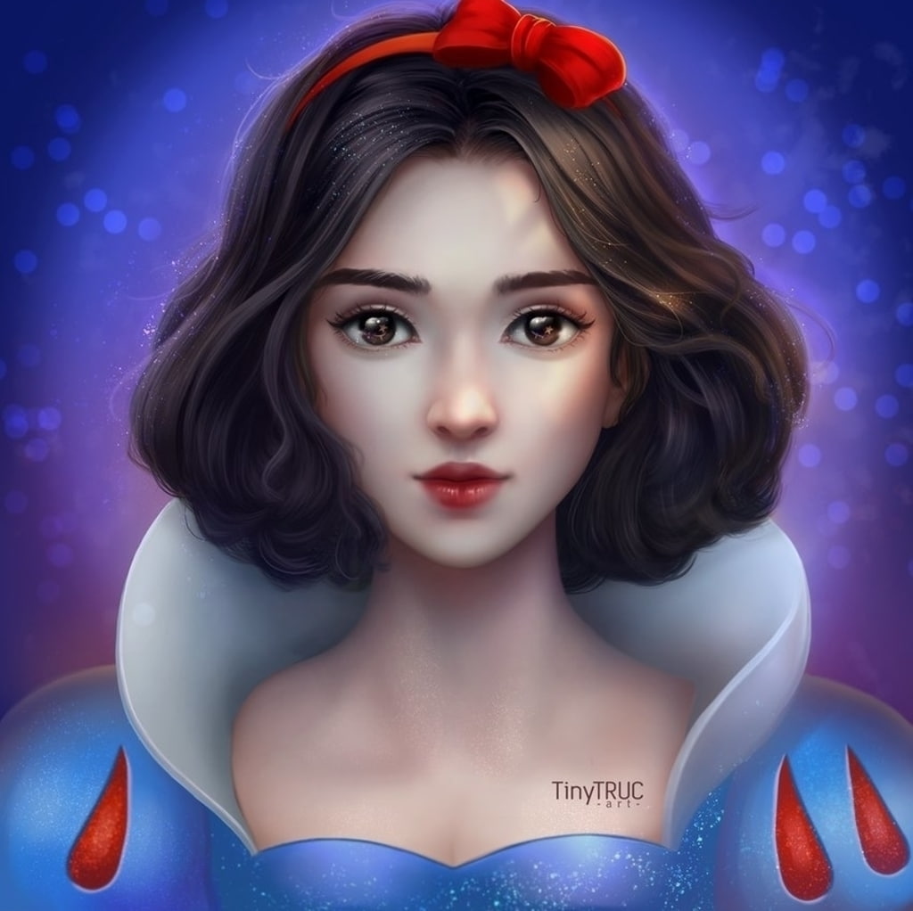 red, face, bow, girl, frumusete, 480P, fantasy, princess, luminos, Snow White, tinytruc, blue, HD Wallpaper